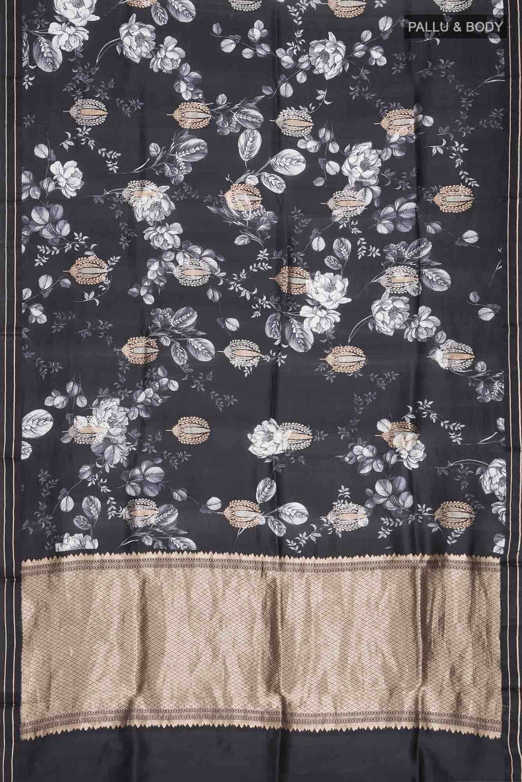 Black Banarasi Raw Silk Saree