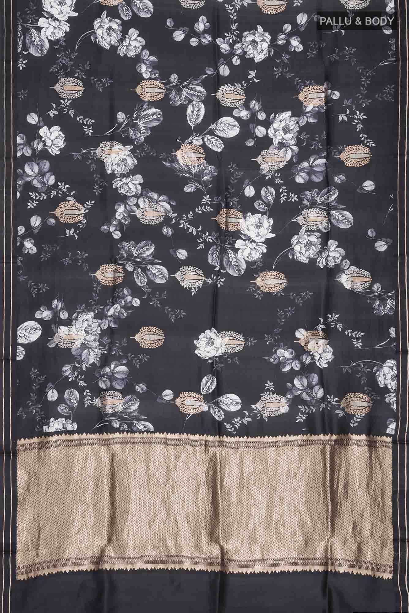 Black Banarasi Raw Silk Saree