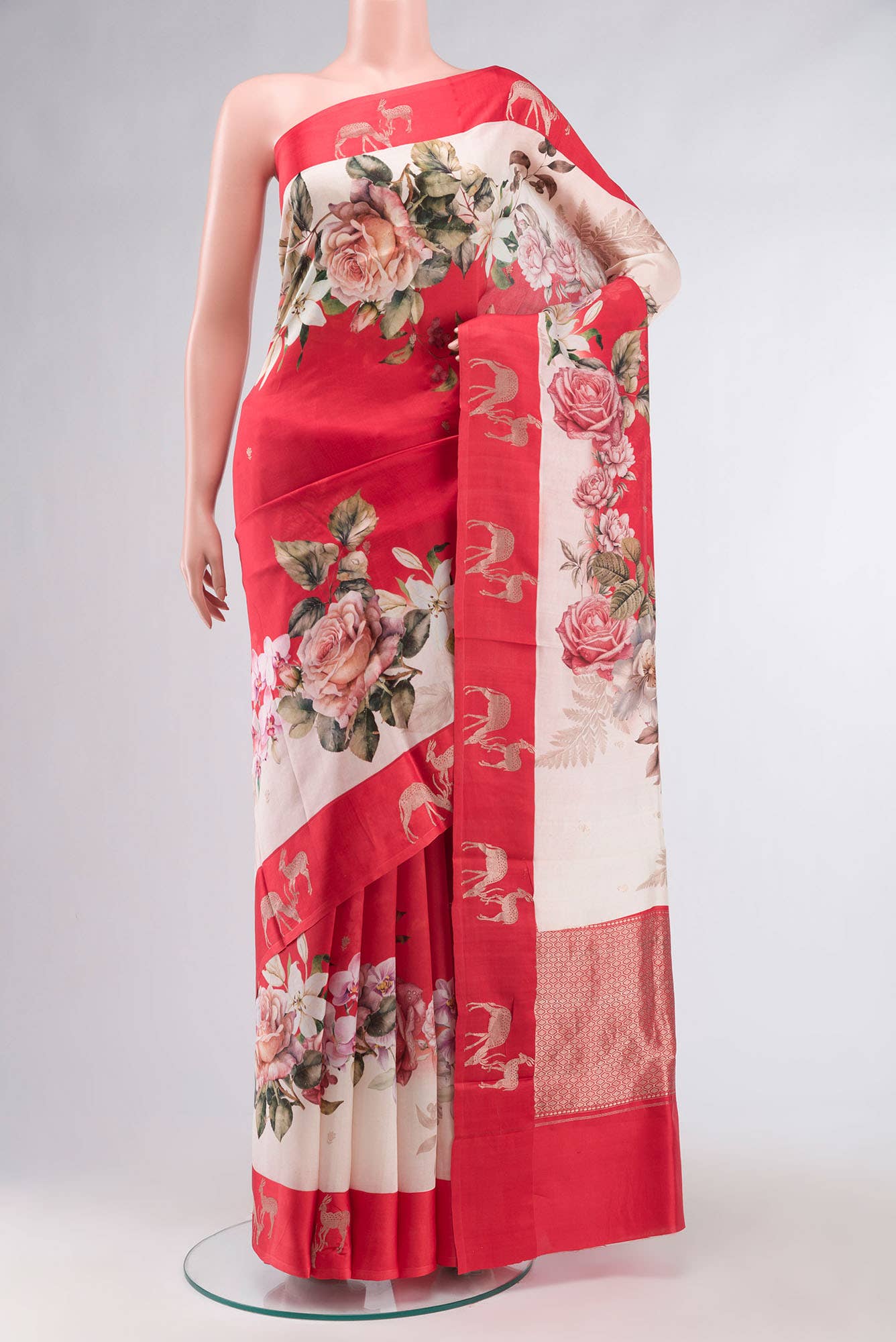 Red Banarasi Raw Silk Saree