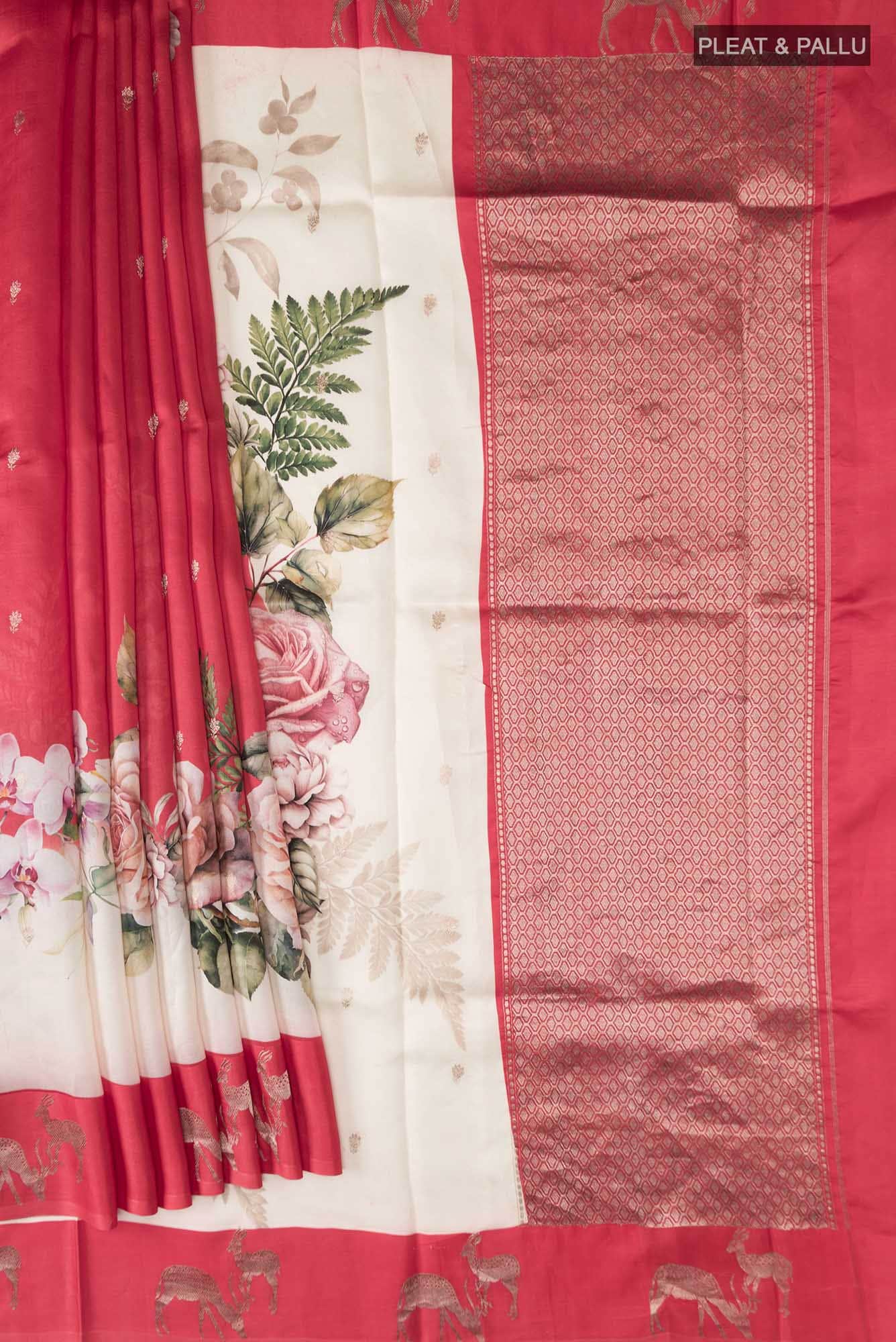 Red Banarasi Raw Silk Saree