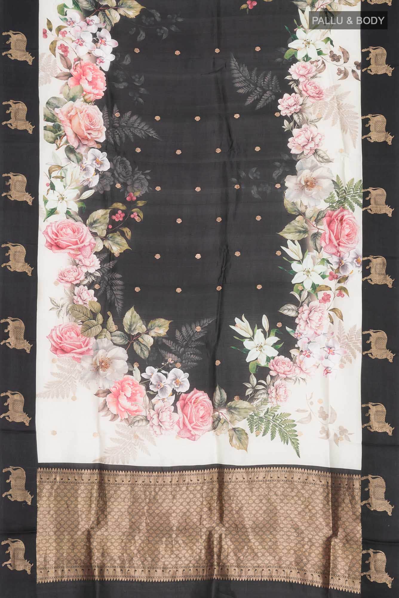 Black Banarasi Raw Silk Saree