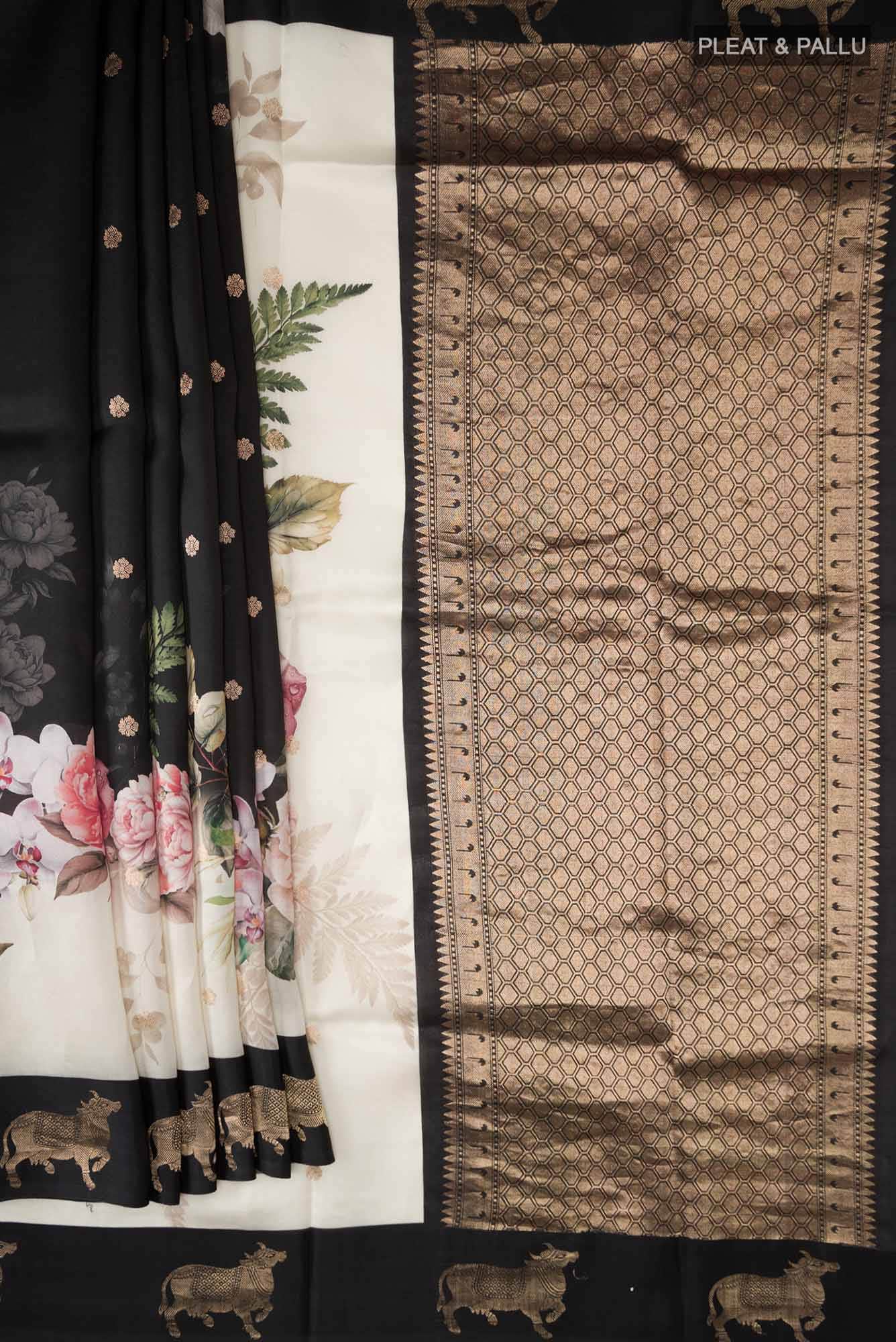 Black Banarasi Raw Silk Saree