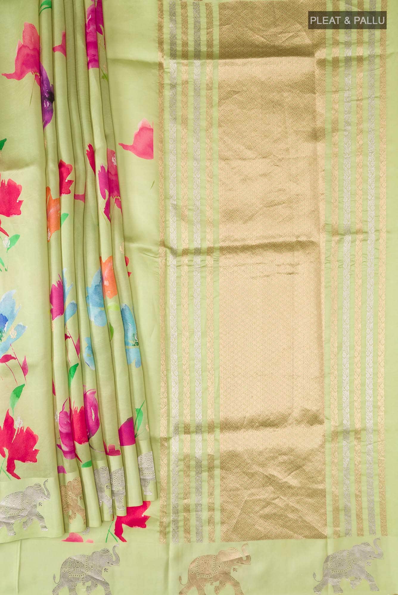 Green Banarasi Raw Silk Saree