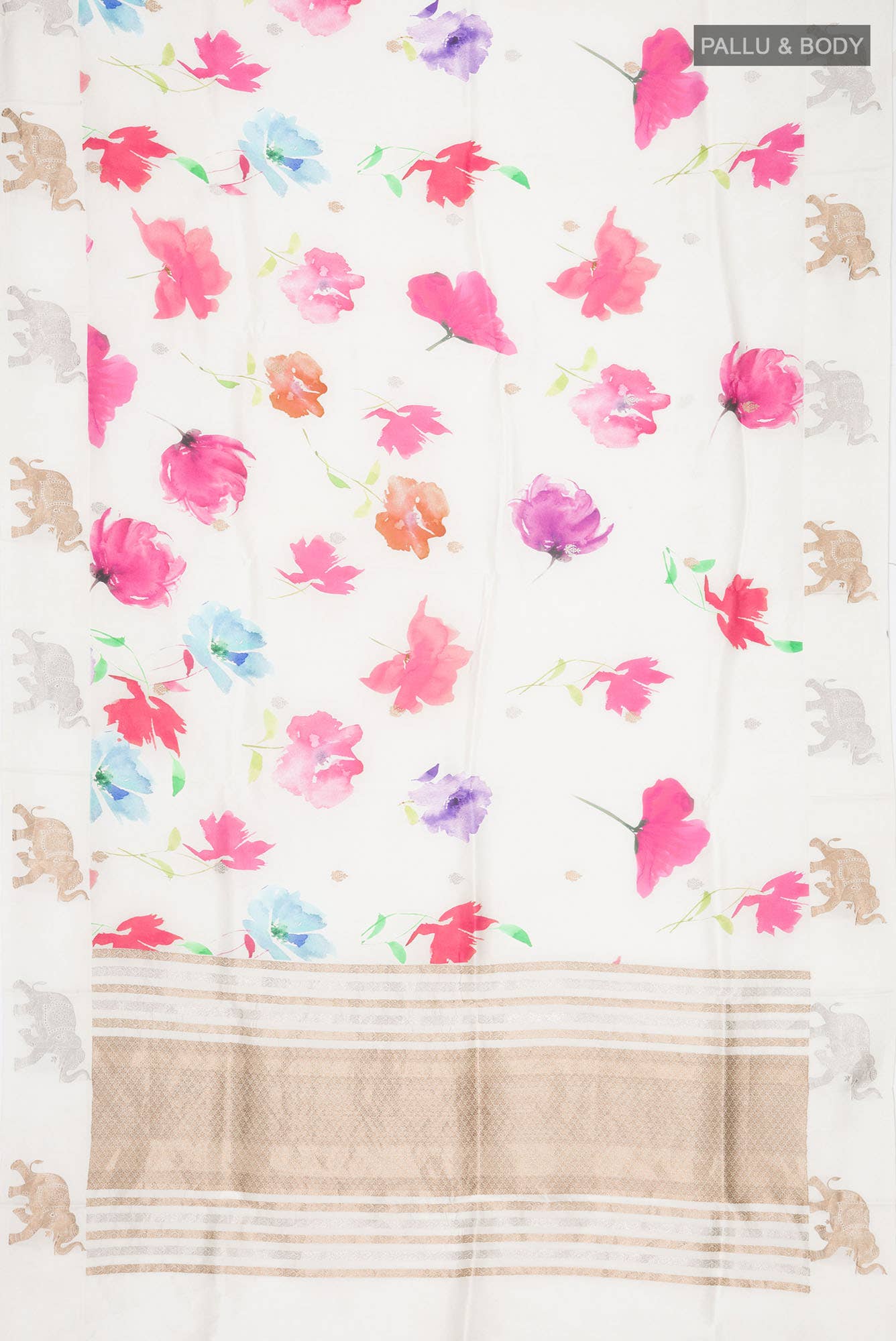 Cream Banarasi Raw Silk Saree