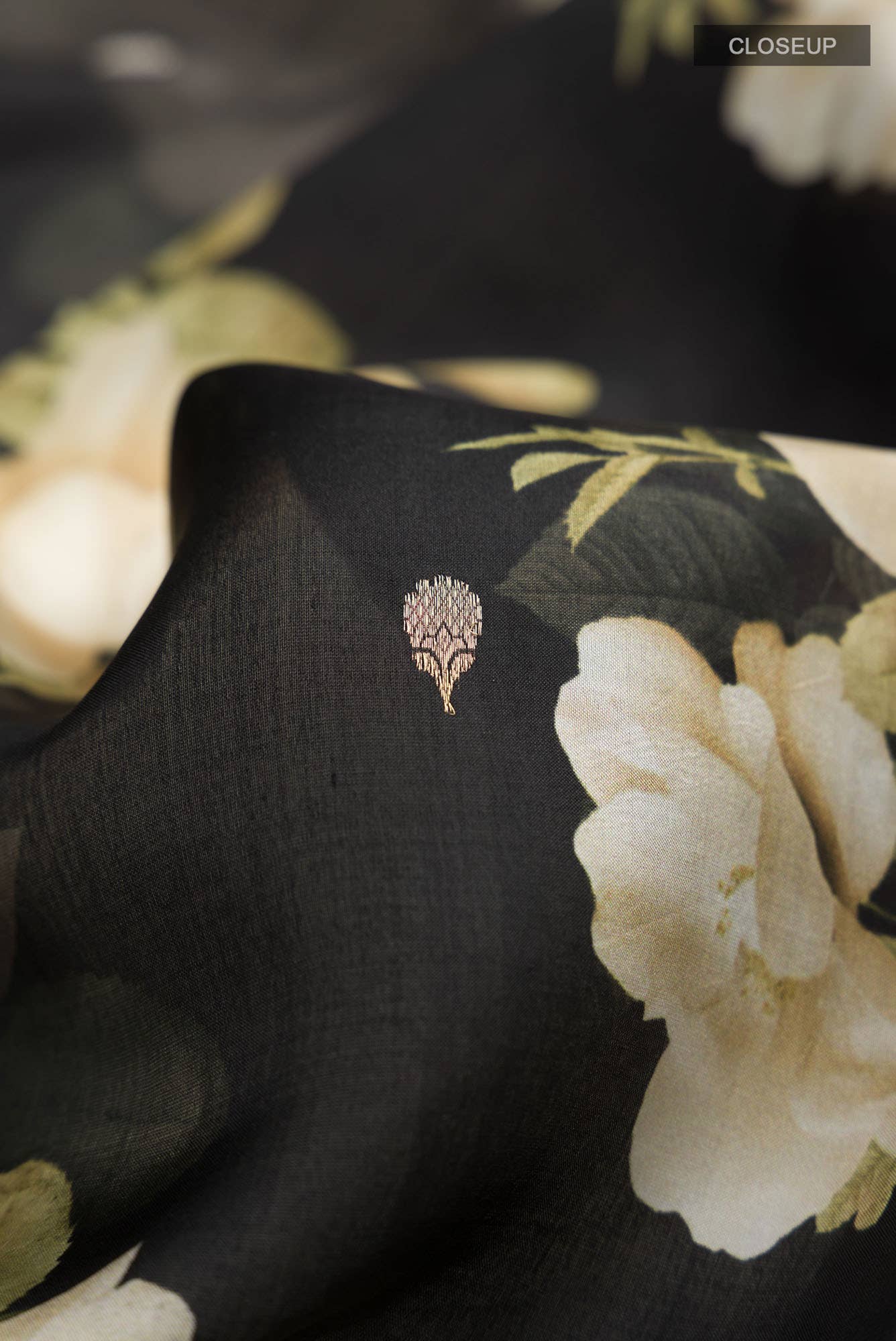 Black Banarasi Raw Silk Saree