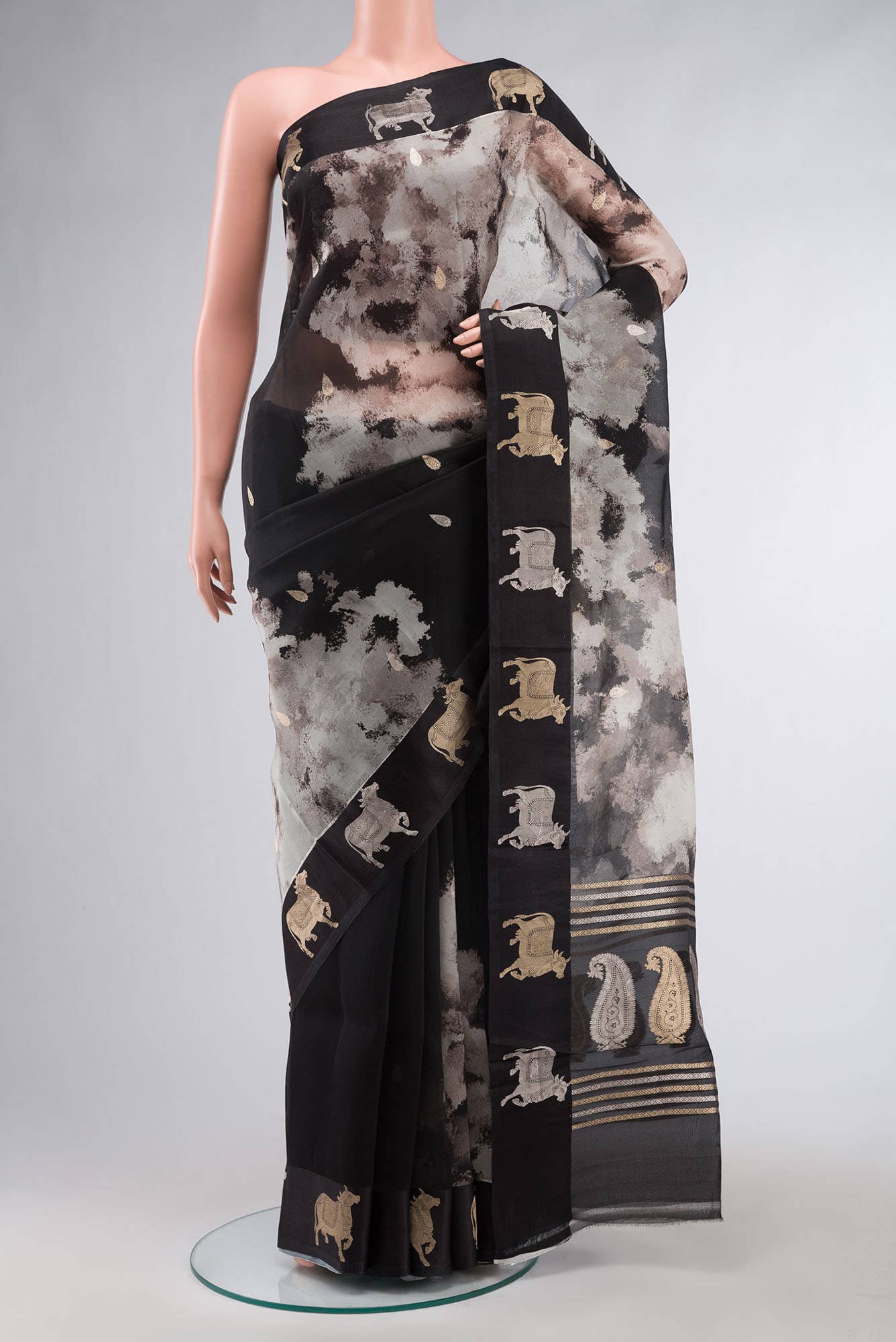 Black Organza Silk Saree