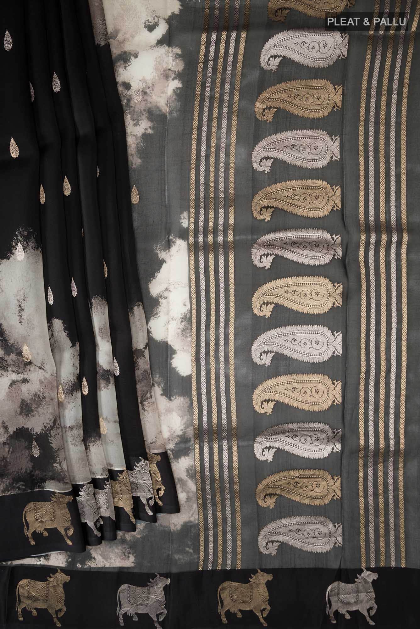 Black Organza Silk Saree
