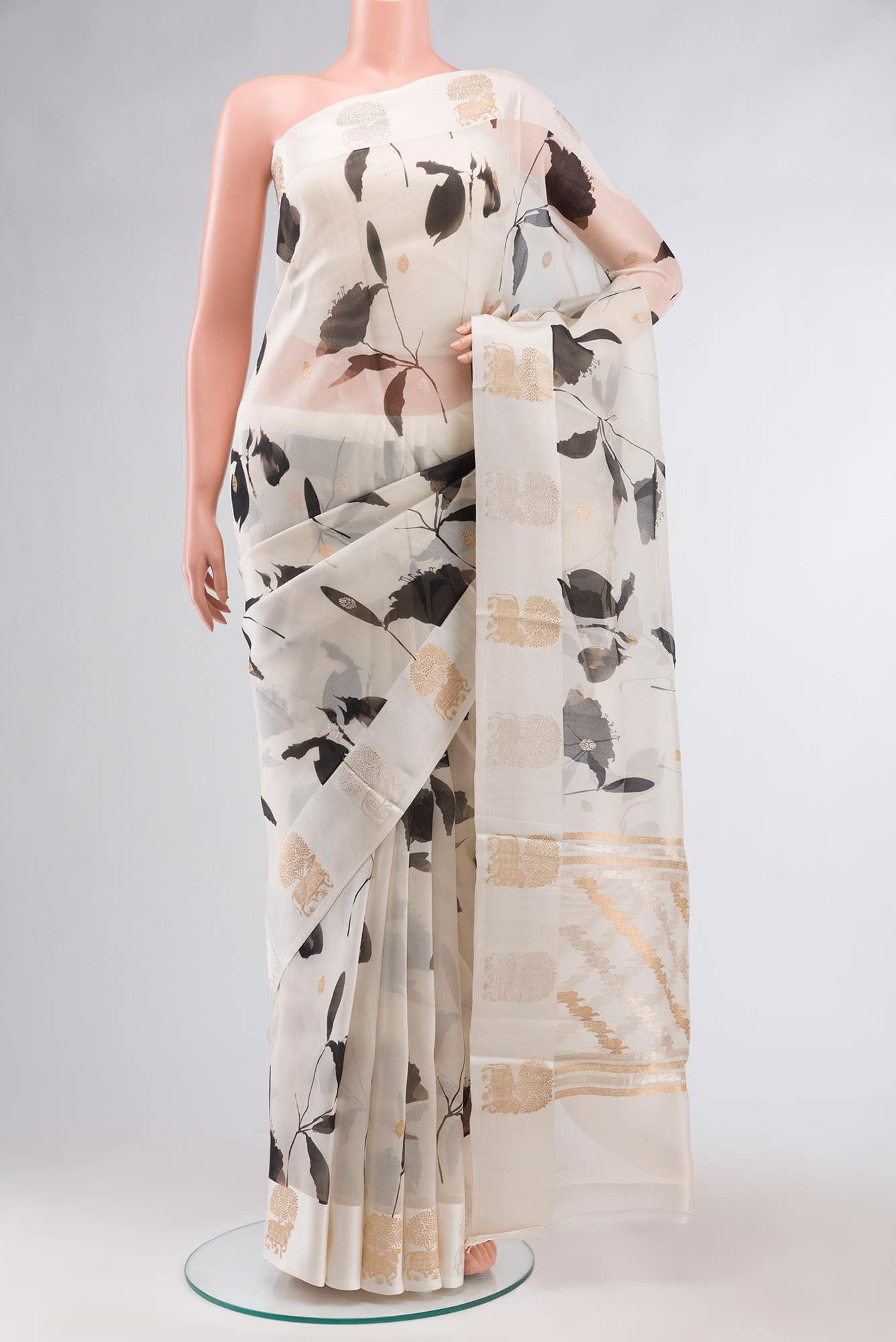 Off White Organza Silk Saree