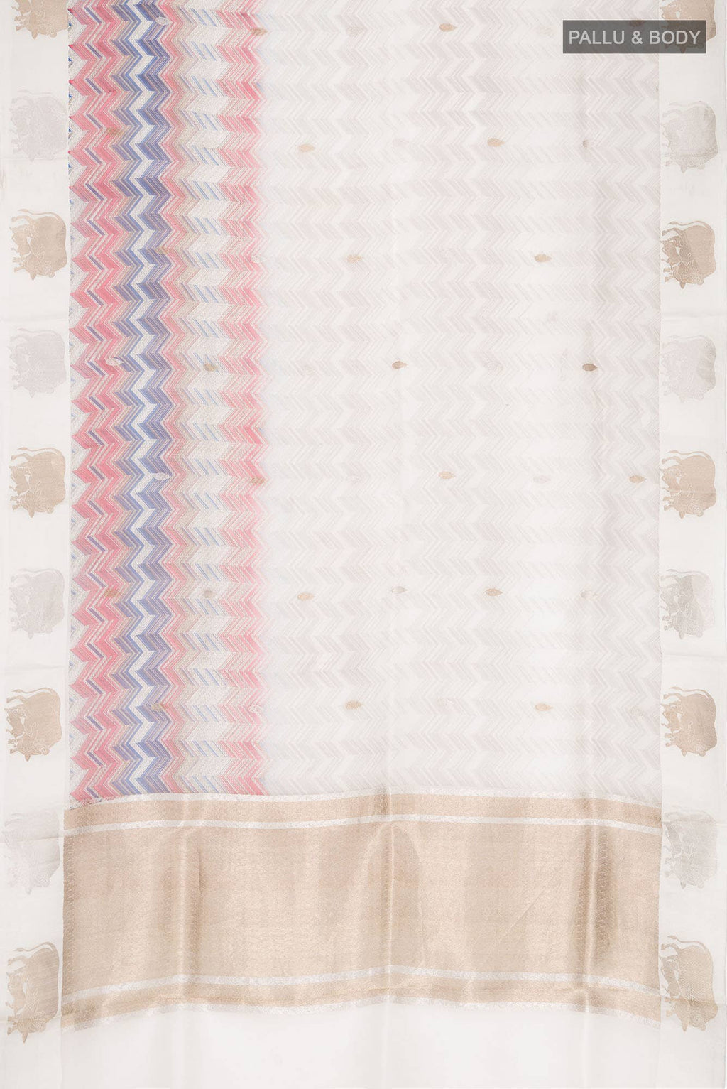 Beige Organza Silk Saree