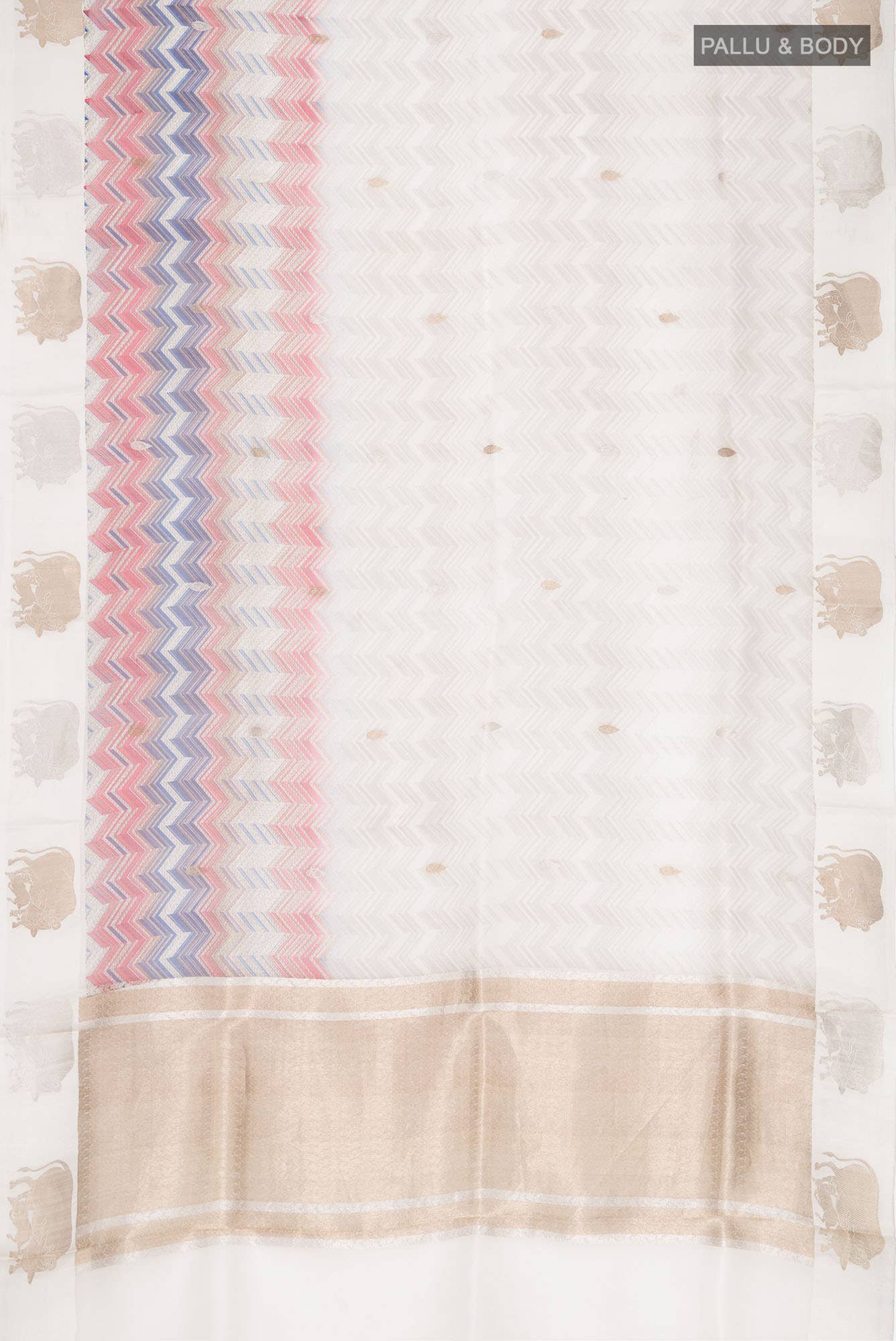 Beige Organza Silk Saree