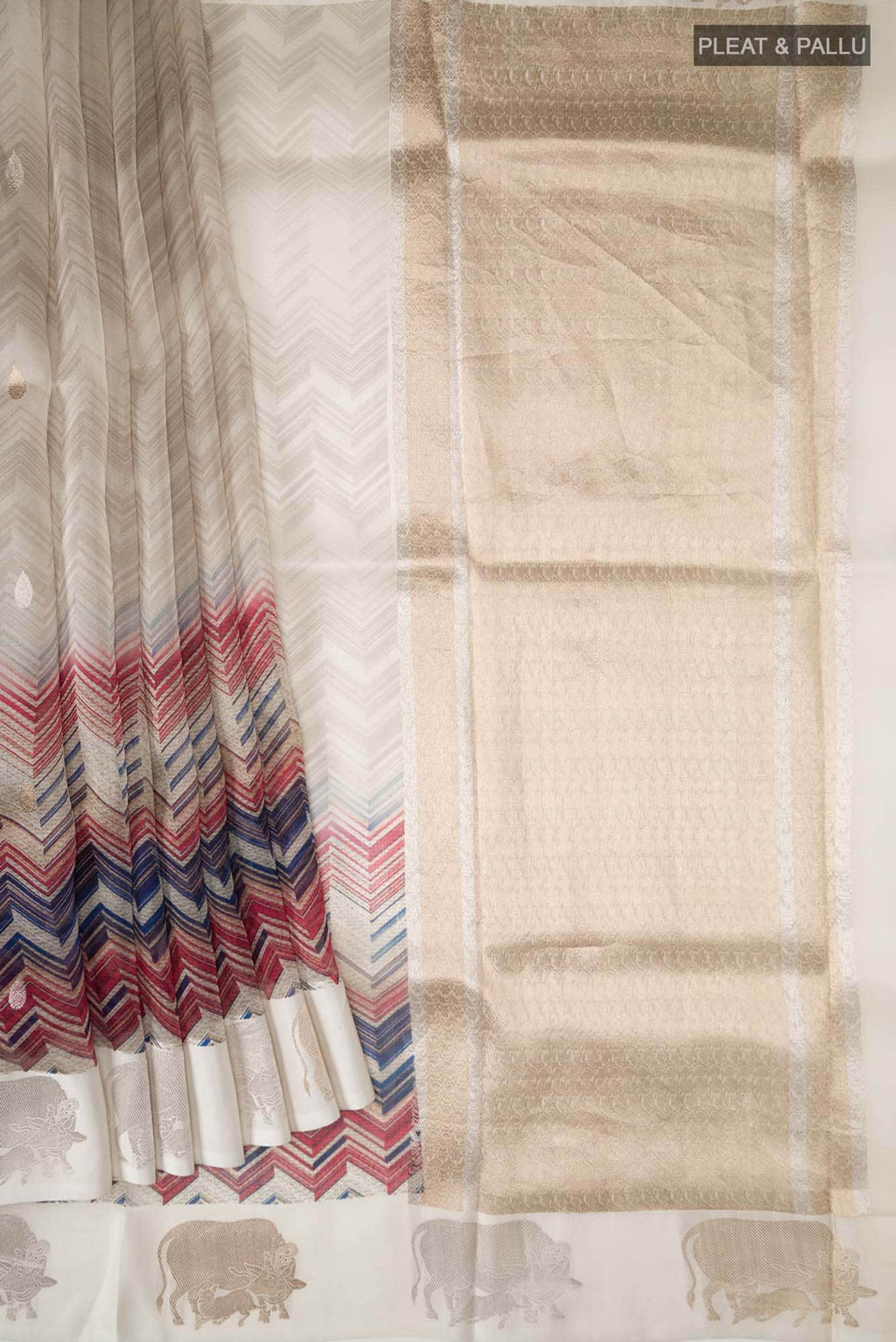 Beige Organza Silk Saree