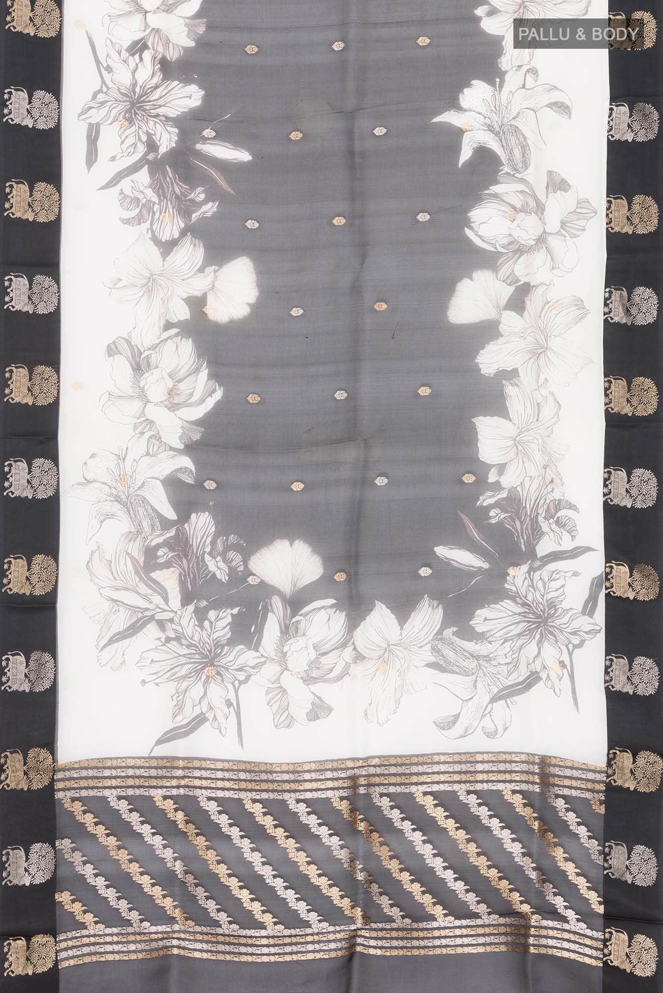 Black Organza Silk Saree