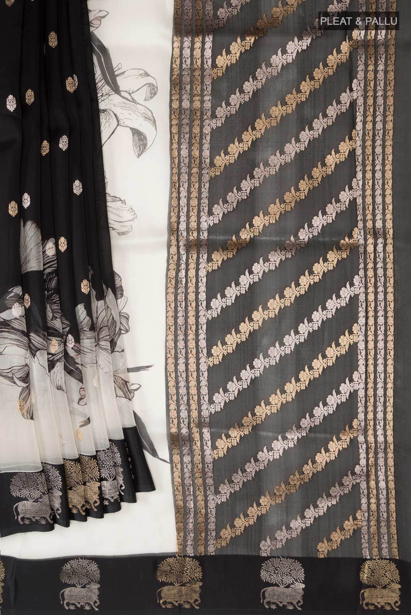 Black Organza Silk Saree