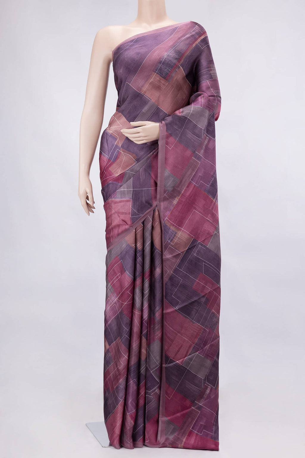 Purple Mysore Crepe Saree