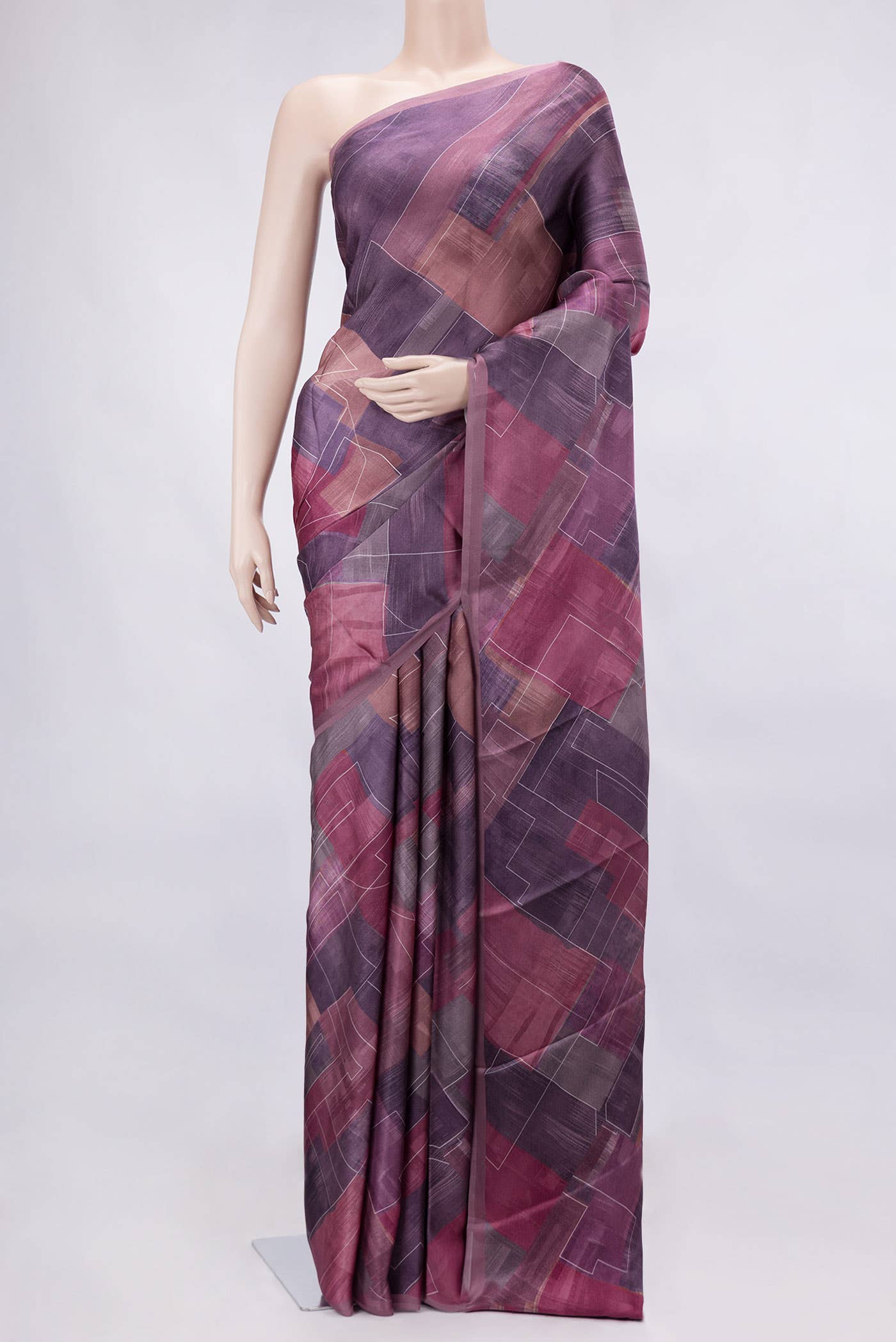 Purple Mysore Crepe Saree