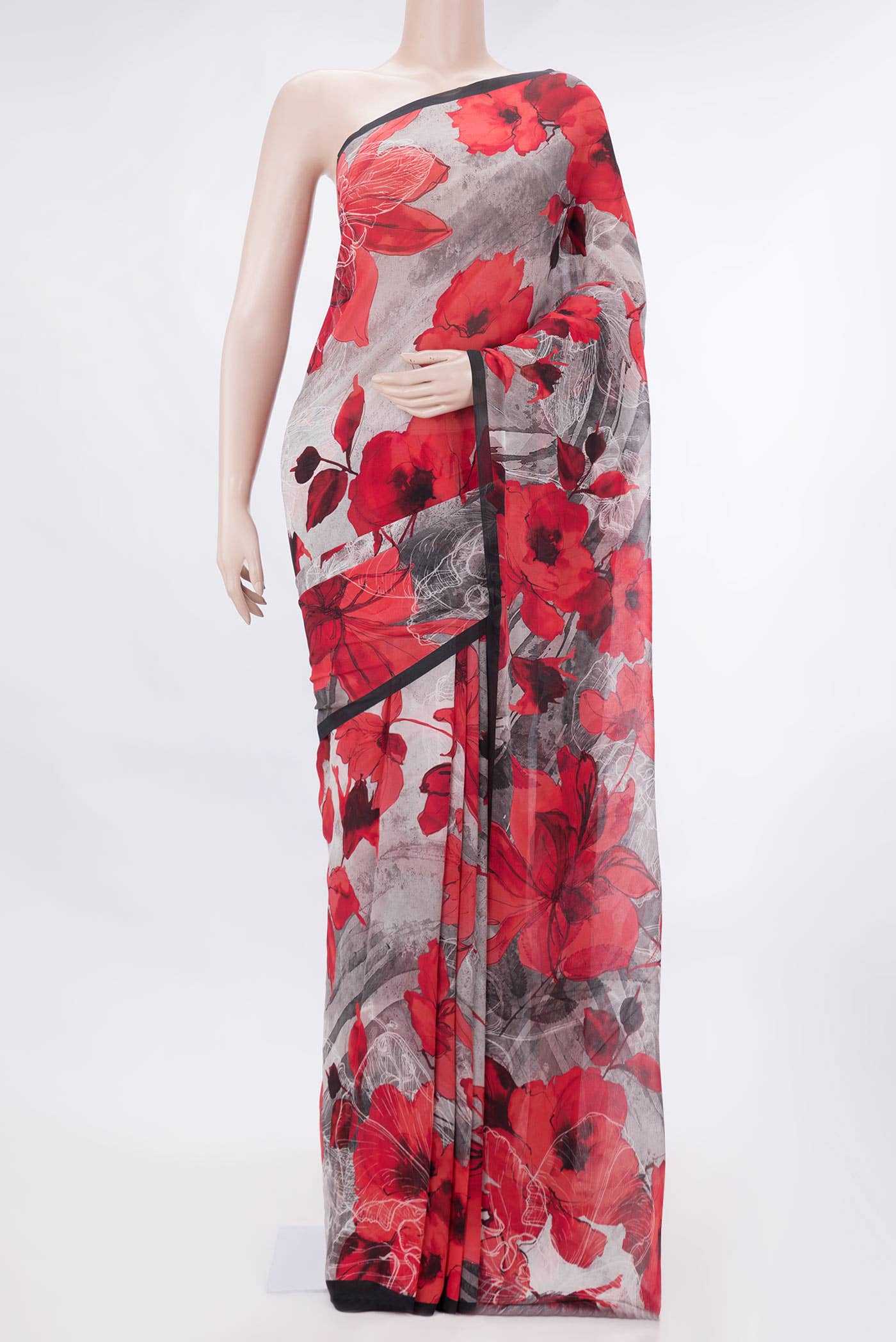 Grey Dual Tone Mysore Georgette Saree