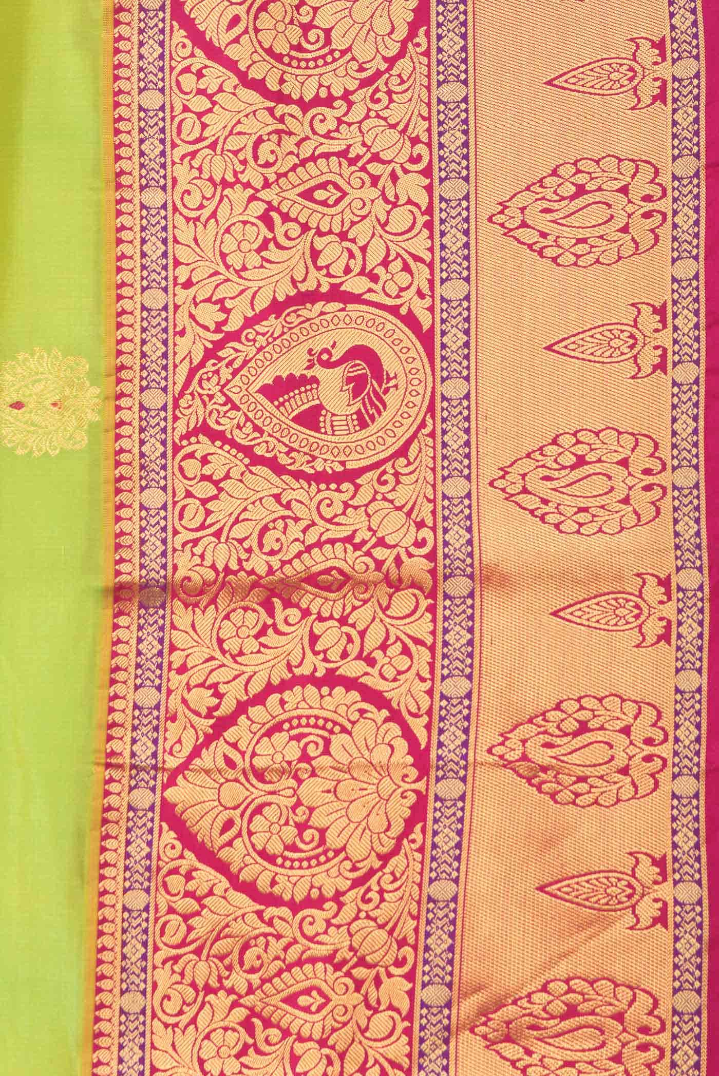 Parrot Green Dual Tone Kanchipuram Silk Saree