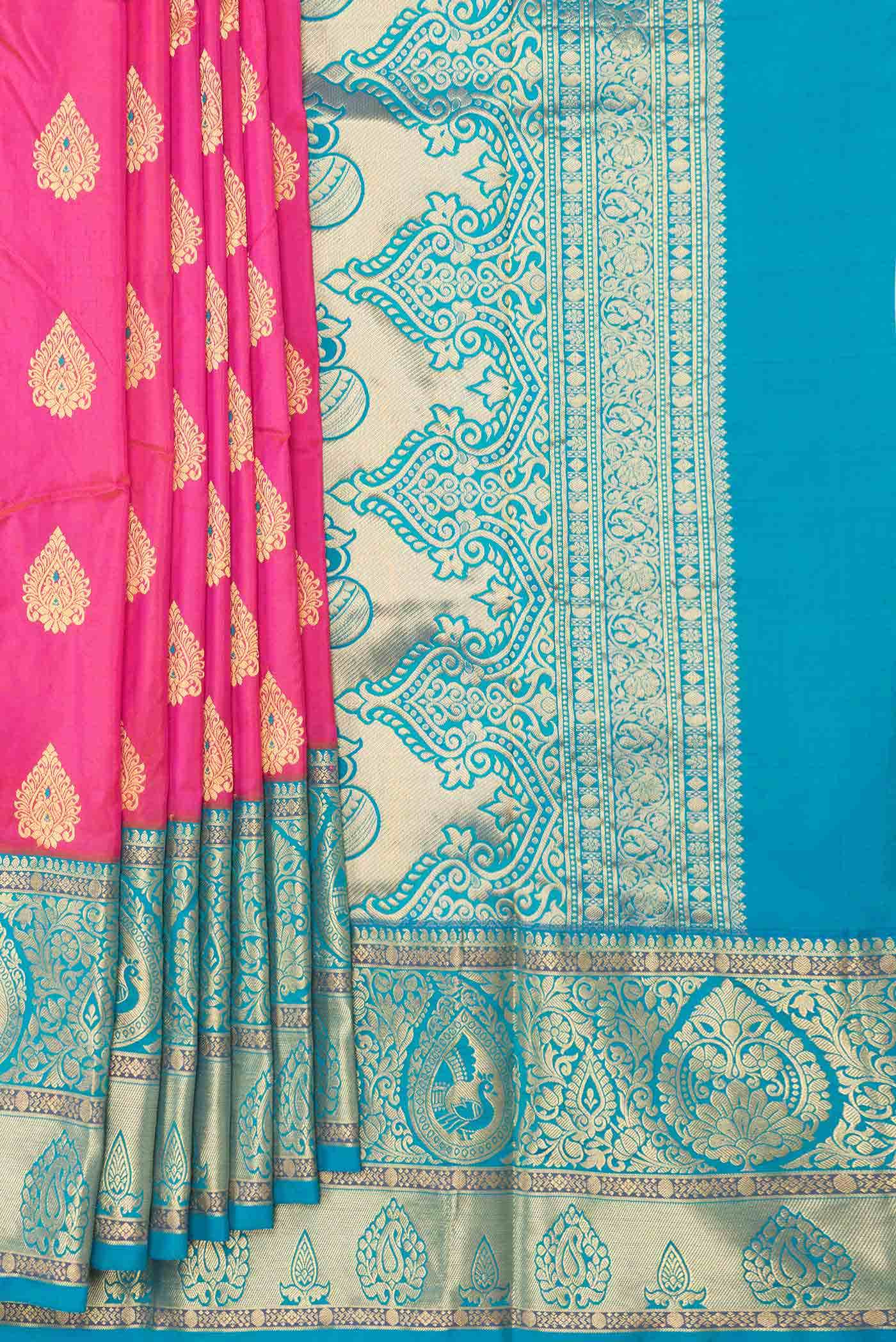 Pink Dual Tone Kanchipuram Silk Saree