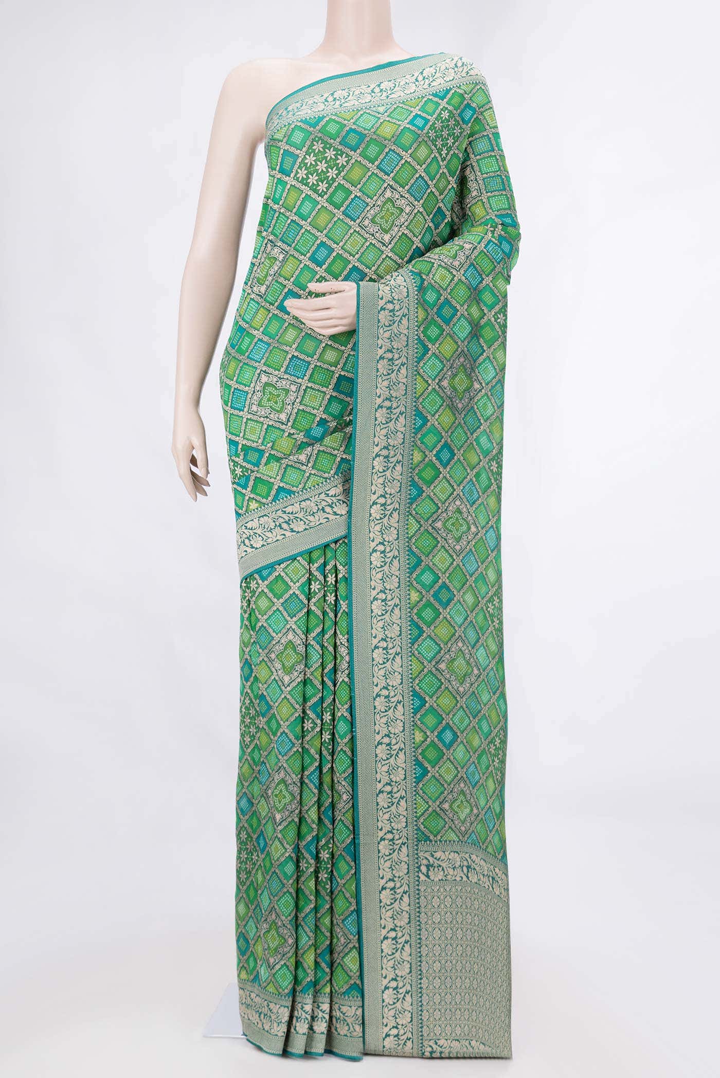 Green Dual Tone Banarasi Georgette Saree