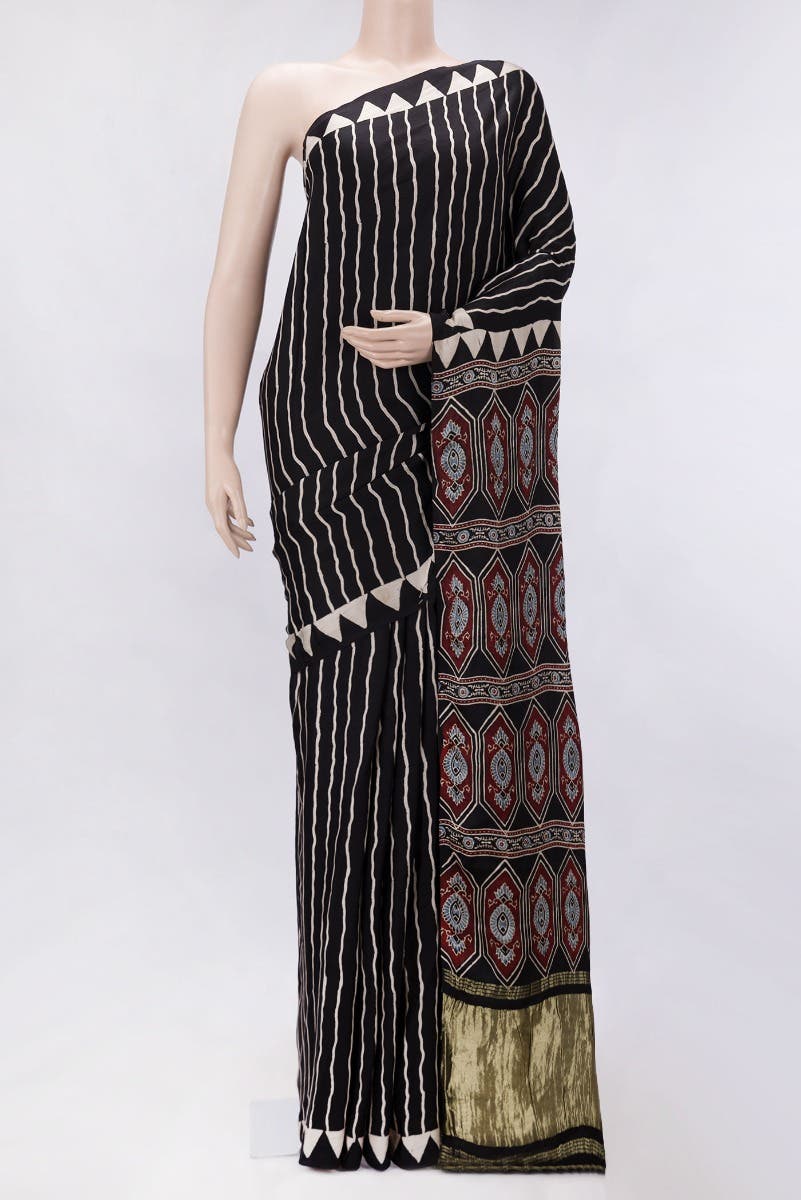 Black Dual Tone Mysore Crepe Saree