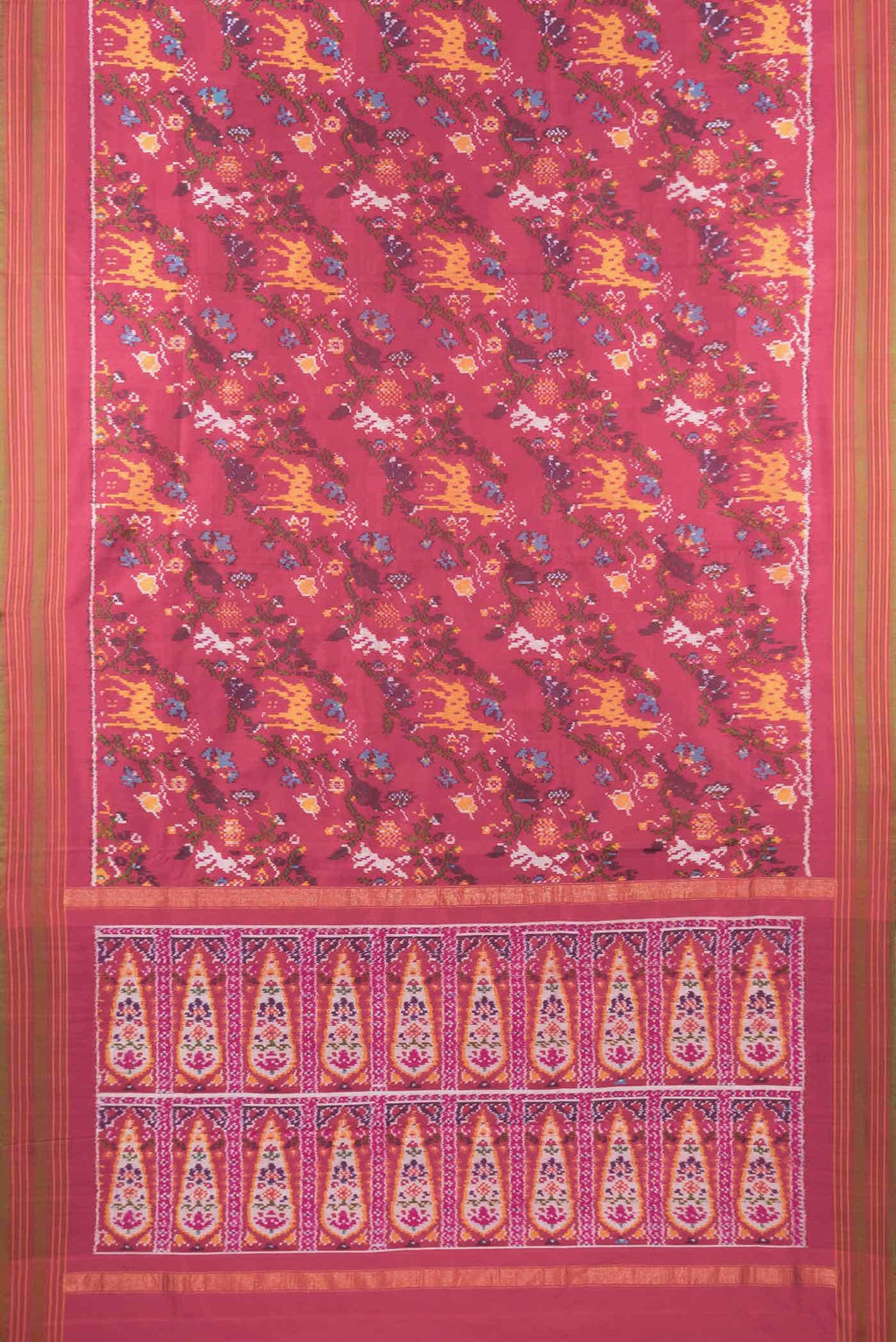 Red Dual Tone Double Ikat Saree