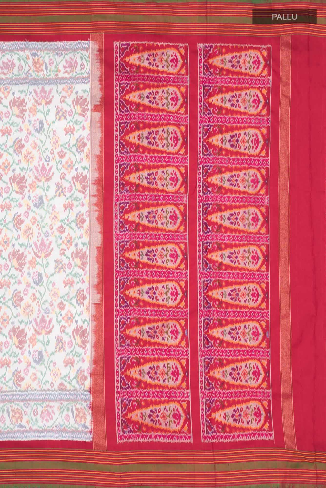 White Rajkot Patola Silk Saree