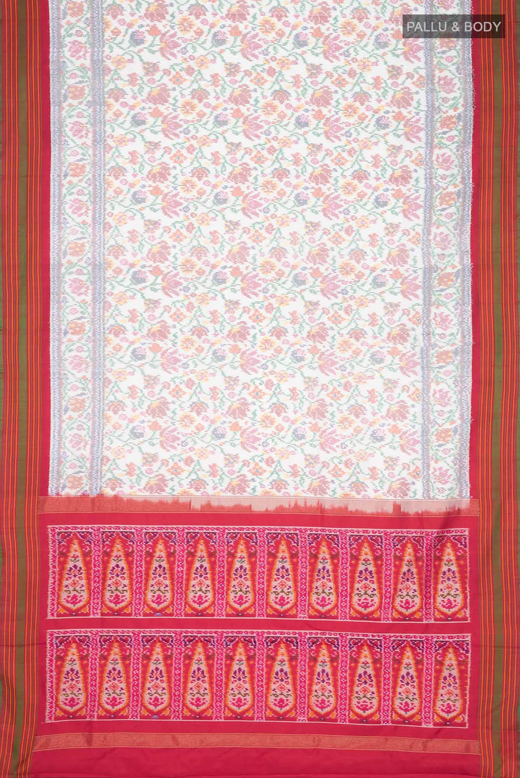 White Rajkot Patola Silk Saree