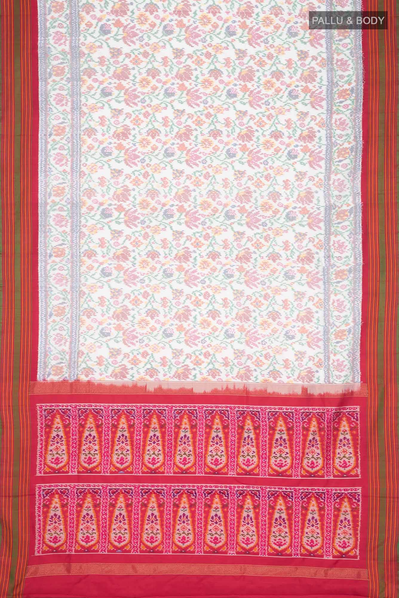 White Rajkot Patola Silk Saree