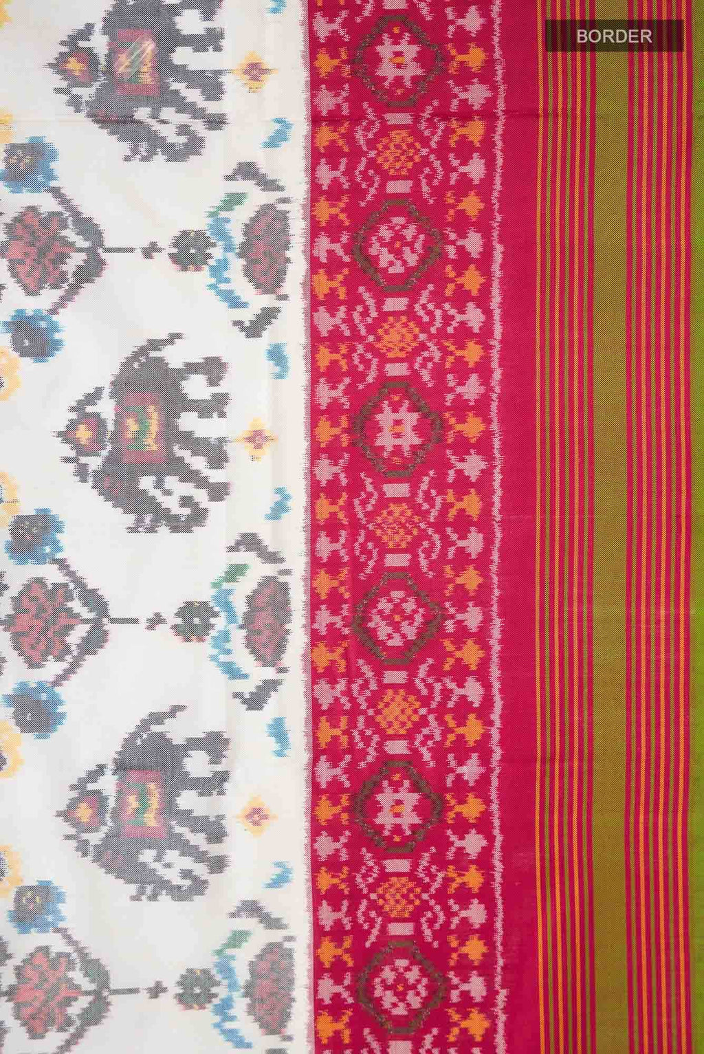 White Rajkot Patola Silk Saree