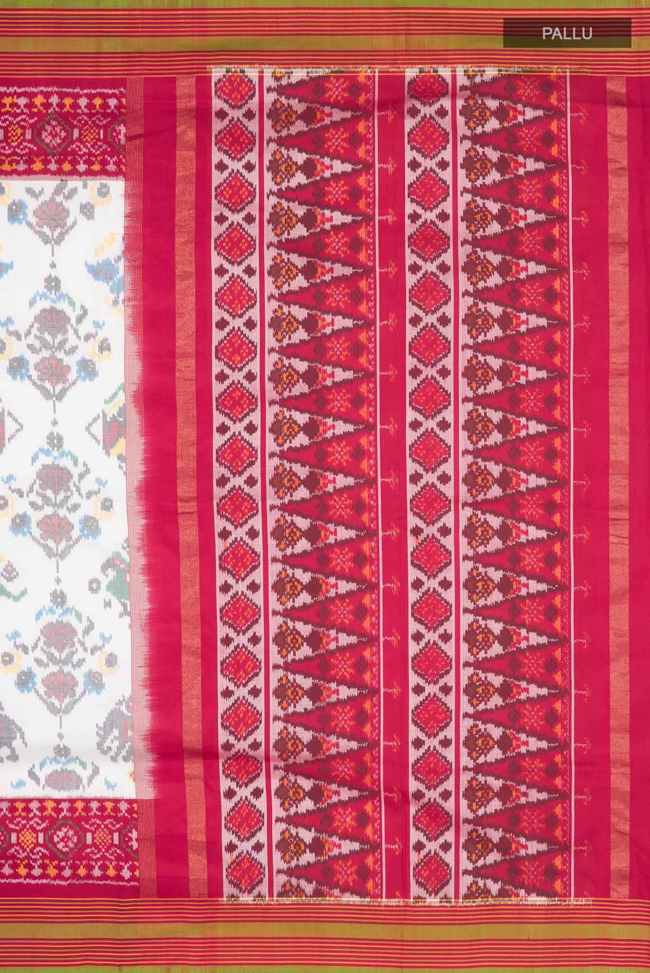 White Rajkot Patola Silk Saree