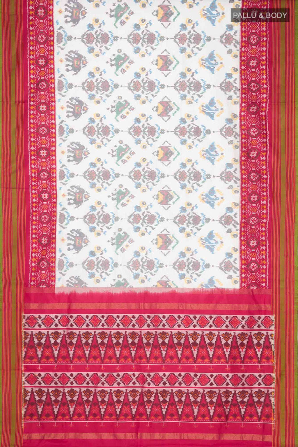 White Rajkot Patola Silk Saree