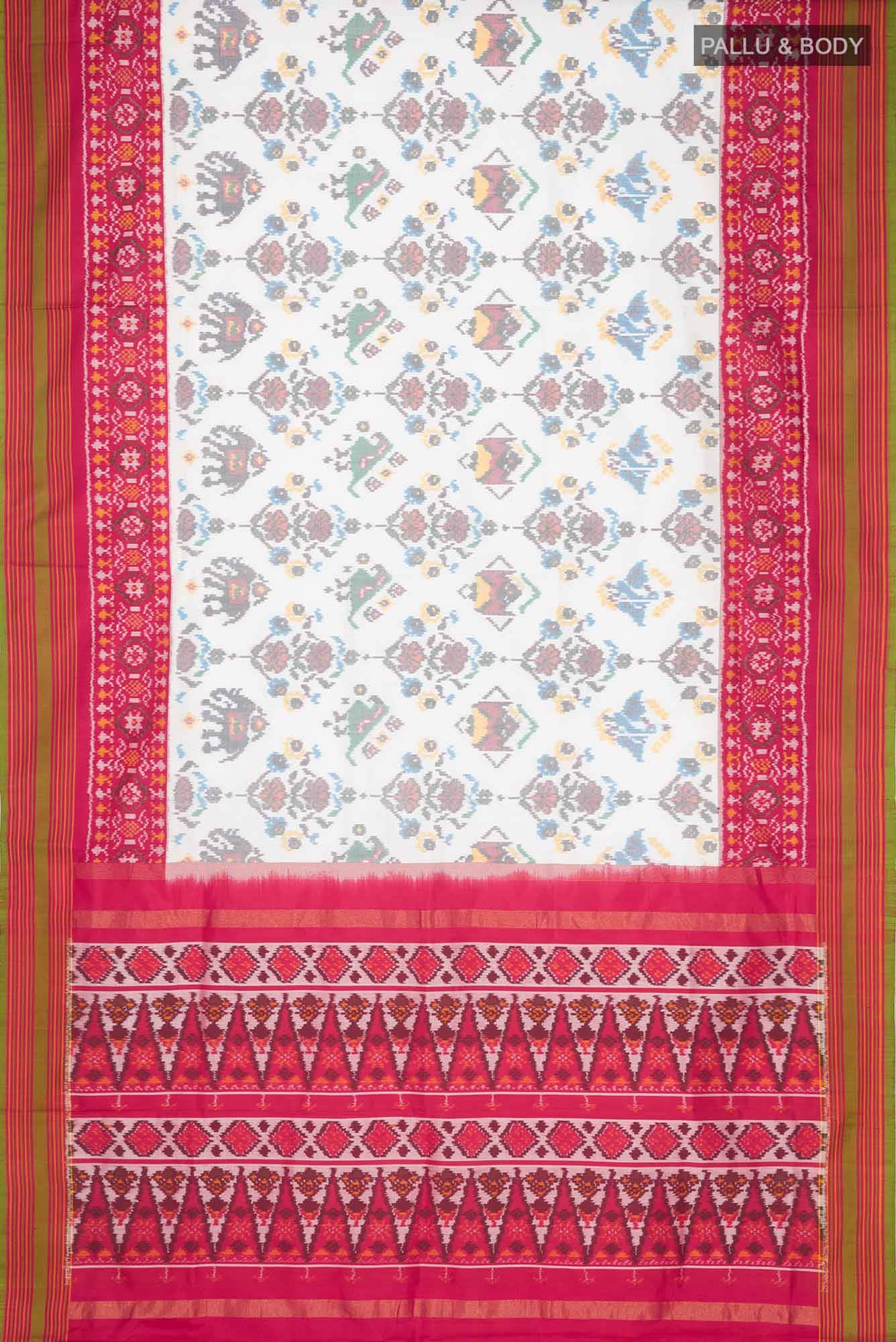 White Rajkot Patola Silk Saree