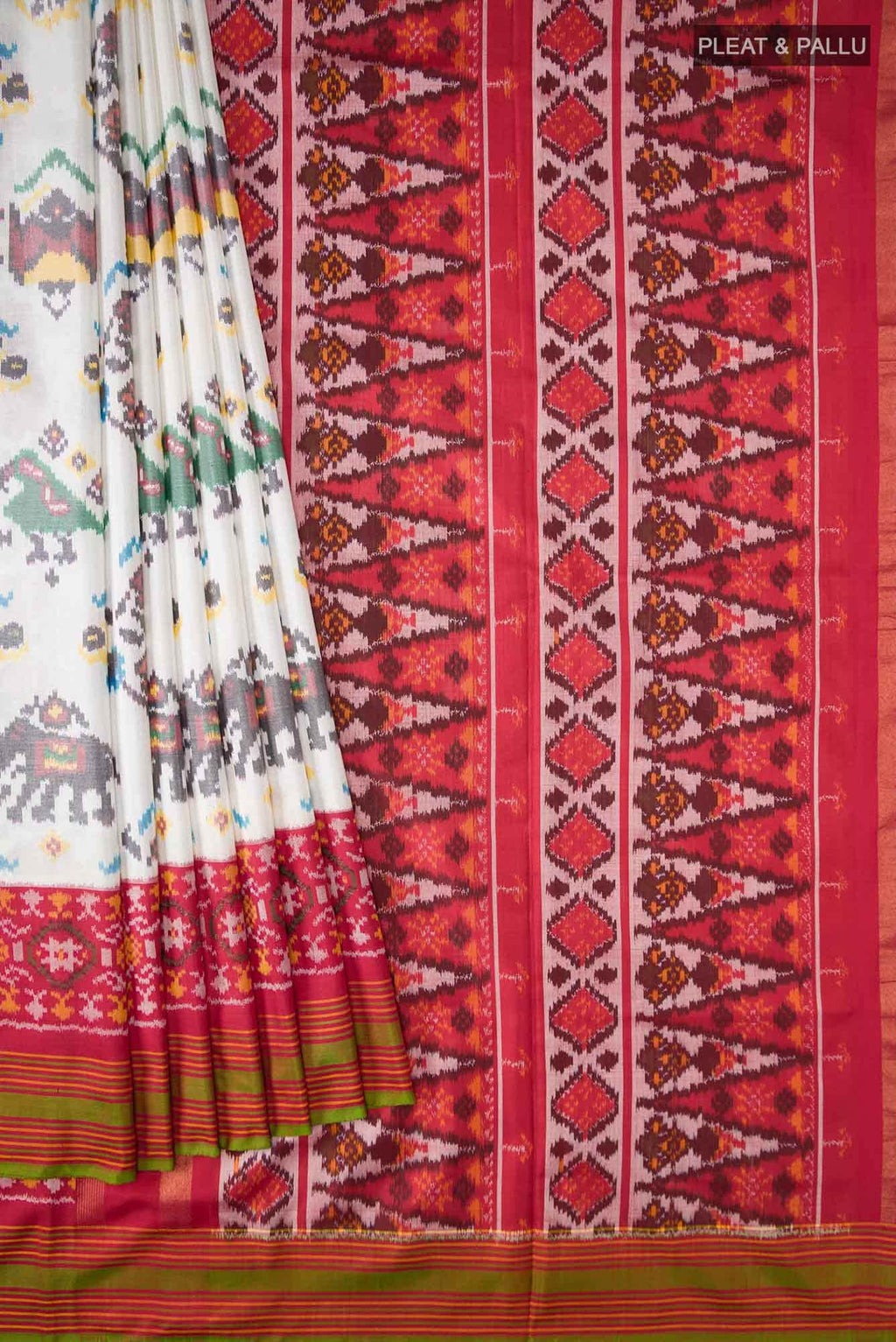 White Rajkot Patola Silk Saree