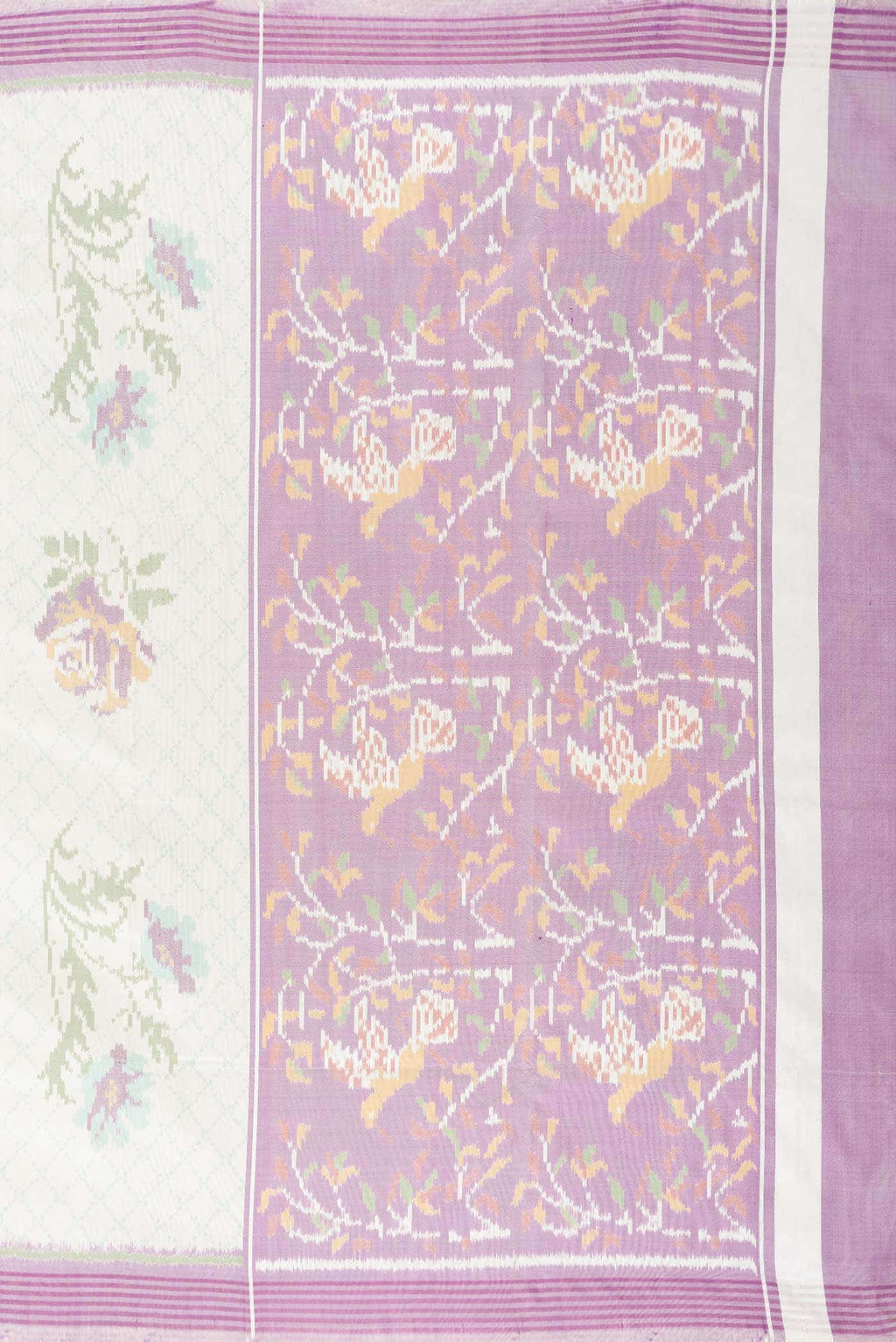 Off White Dual Tone Double Ikat Saree