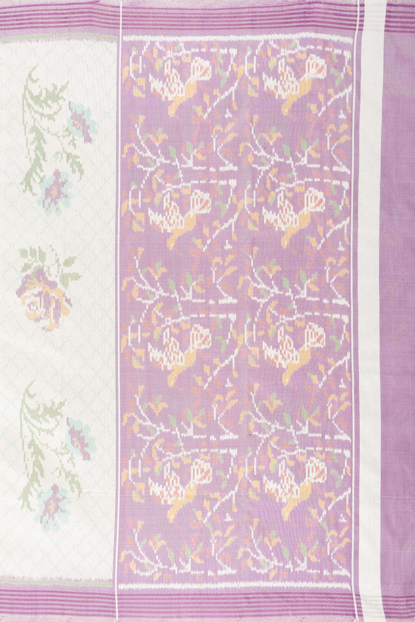 Off White Dual Tone Double Ikat Saree