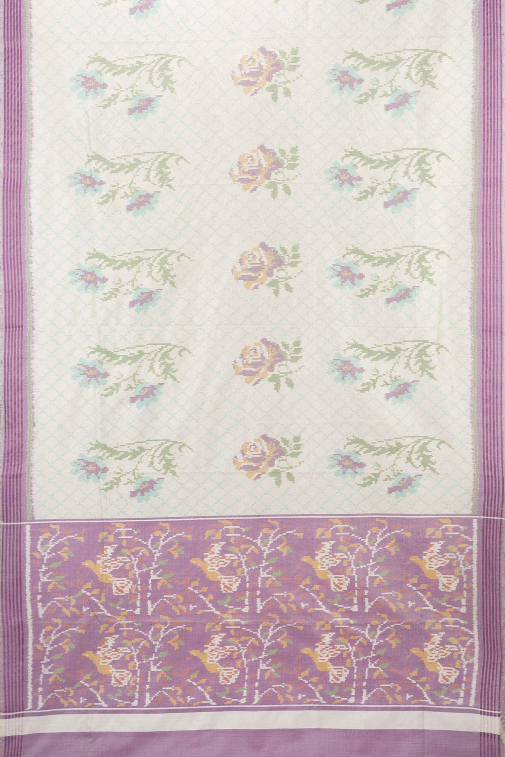 Off White Dual Tone Double Ikat Saree