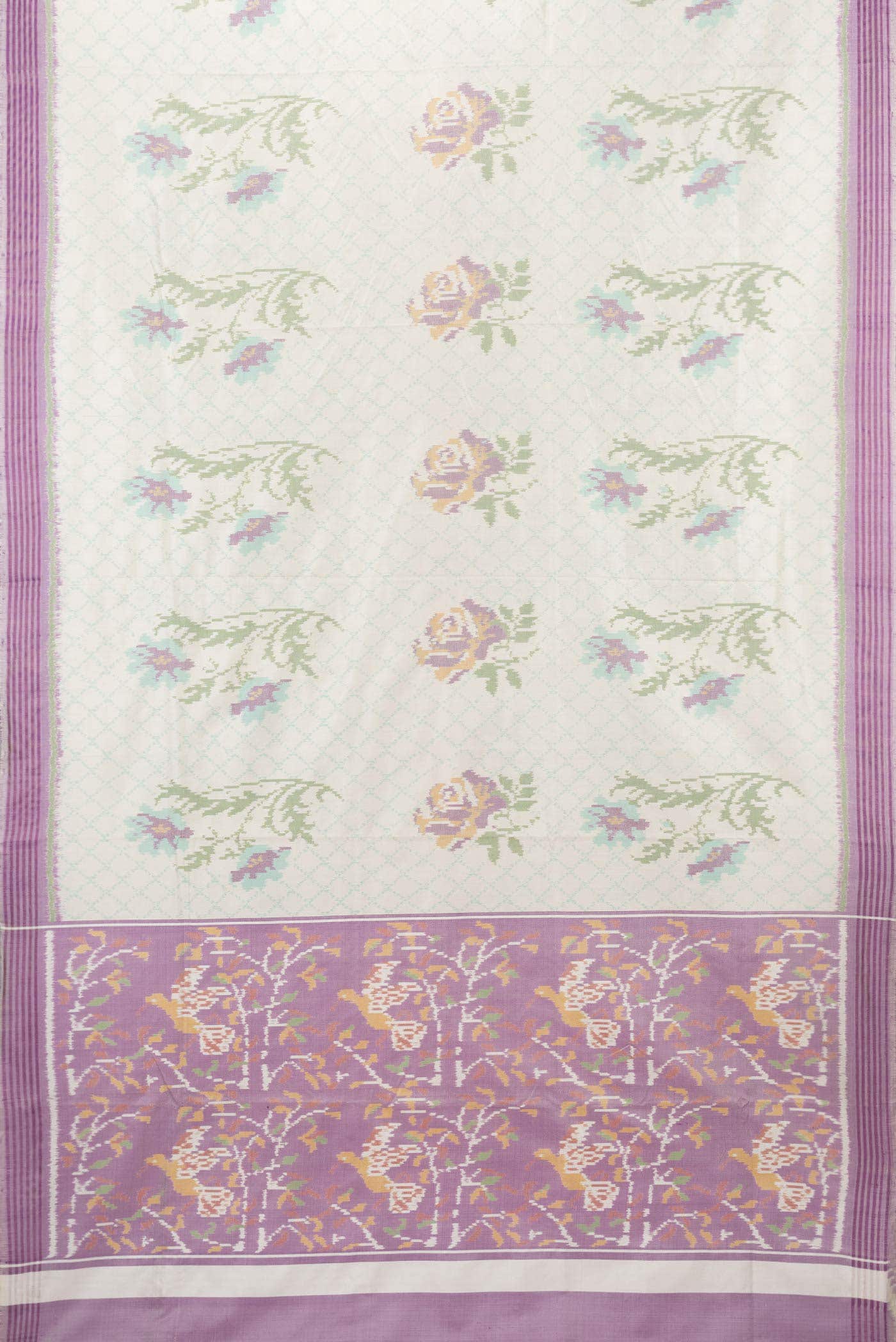 Off White Dual Tone Double Ikat Saree