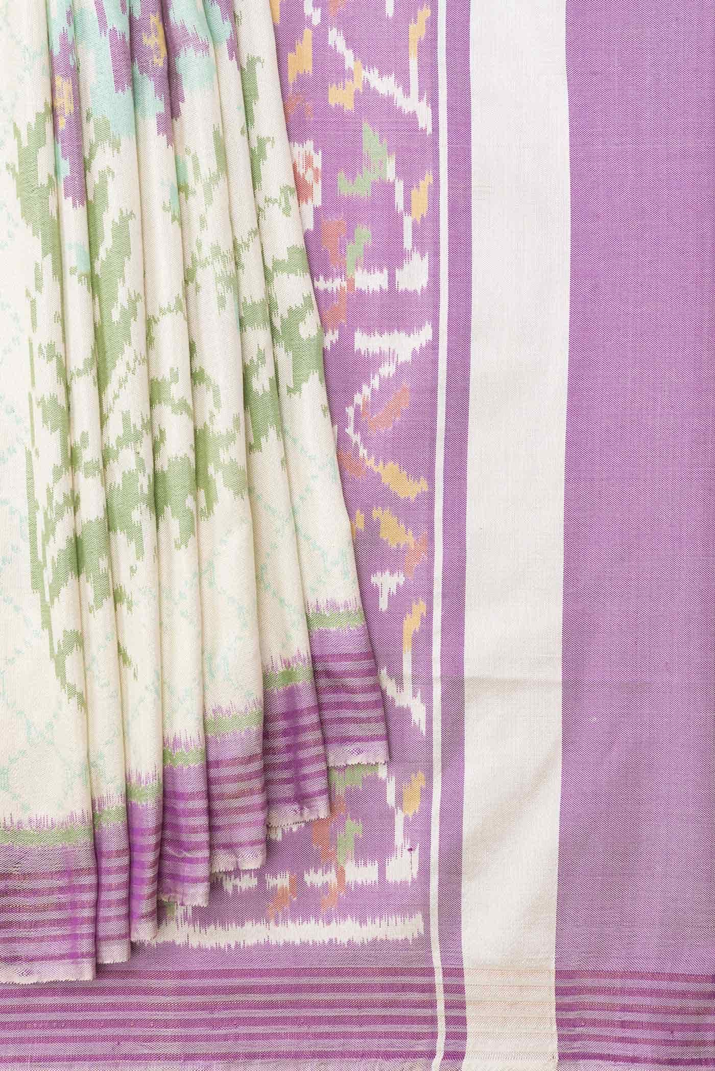 Off White Dual Tone Double Ikat Saree
