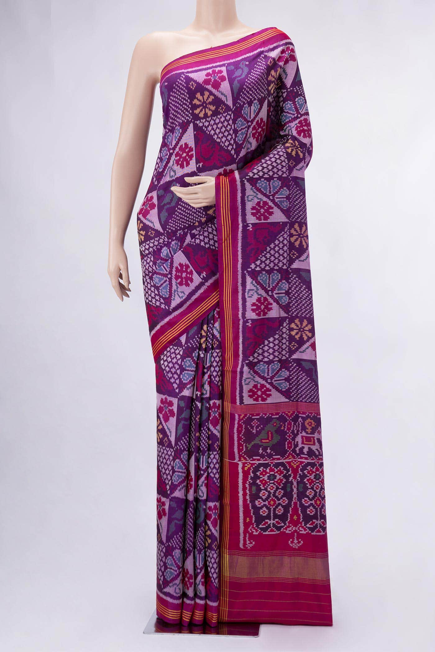 Purple Dual Tone Double Ikat Saree