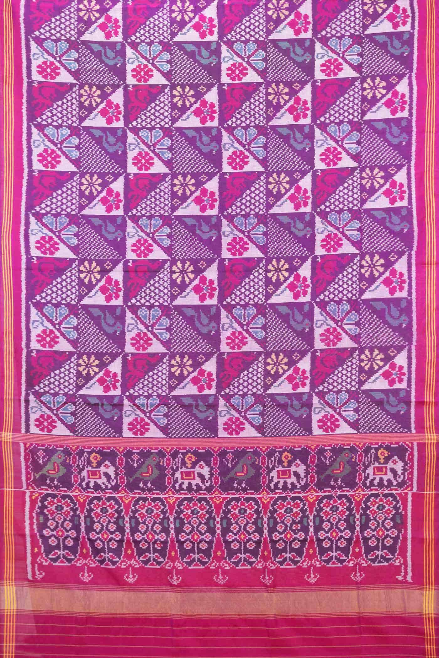 Purple Dual Tone Double Ikat Saree