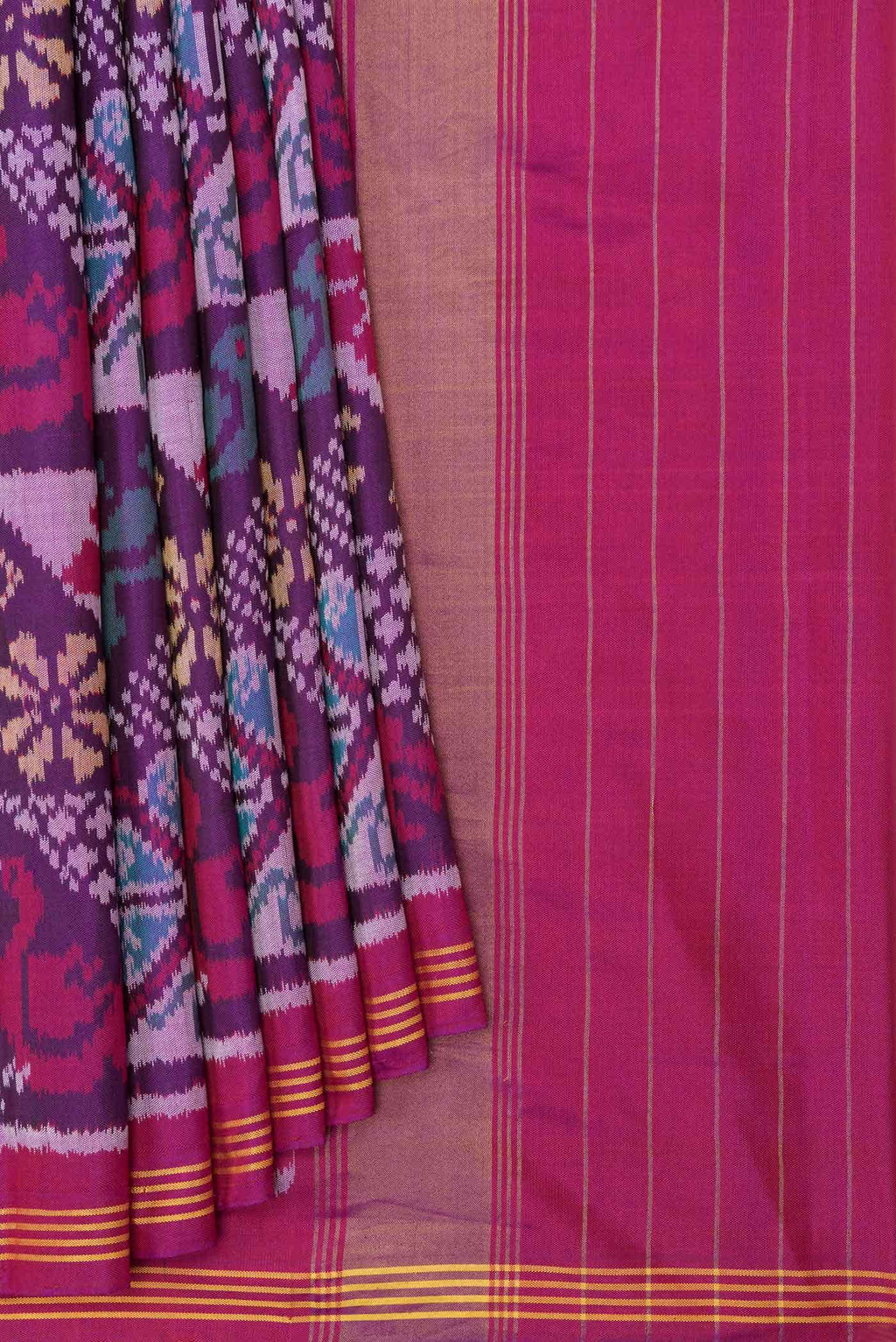 Purple Dual Tone Double Ikat Saree