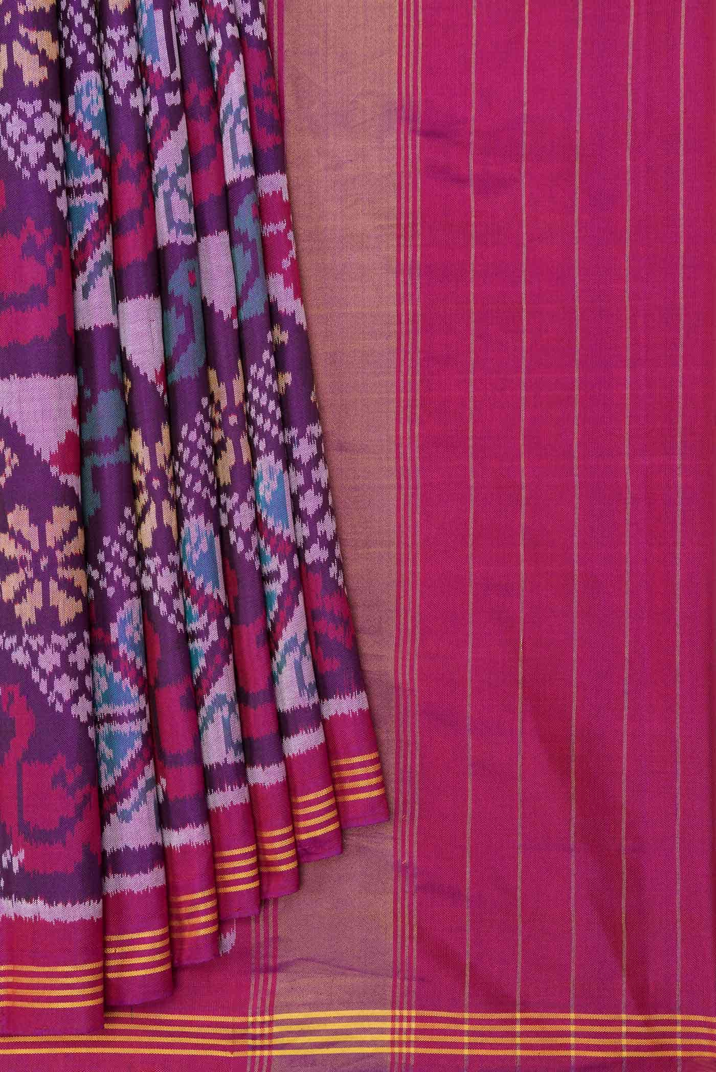Purple Dual Tone Double Ikat Saree