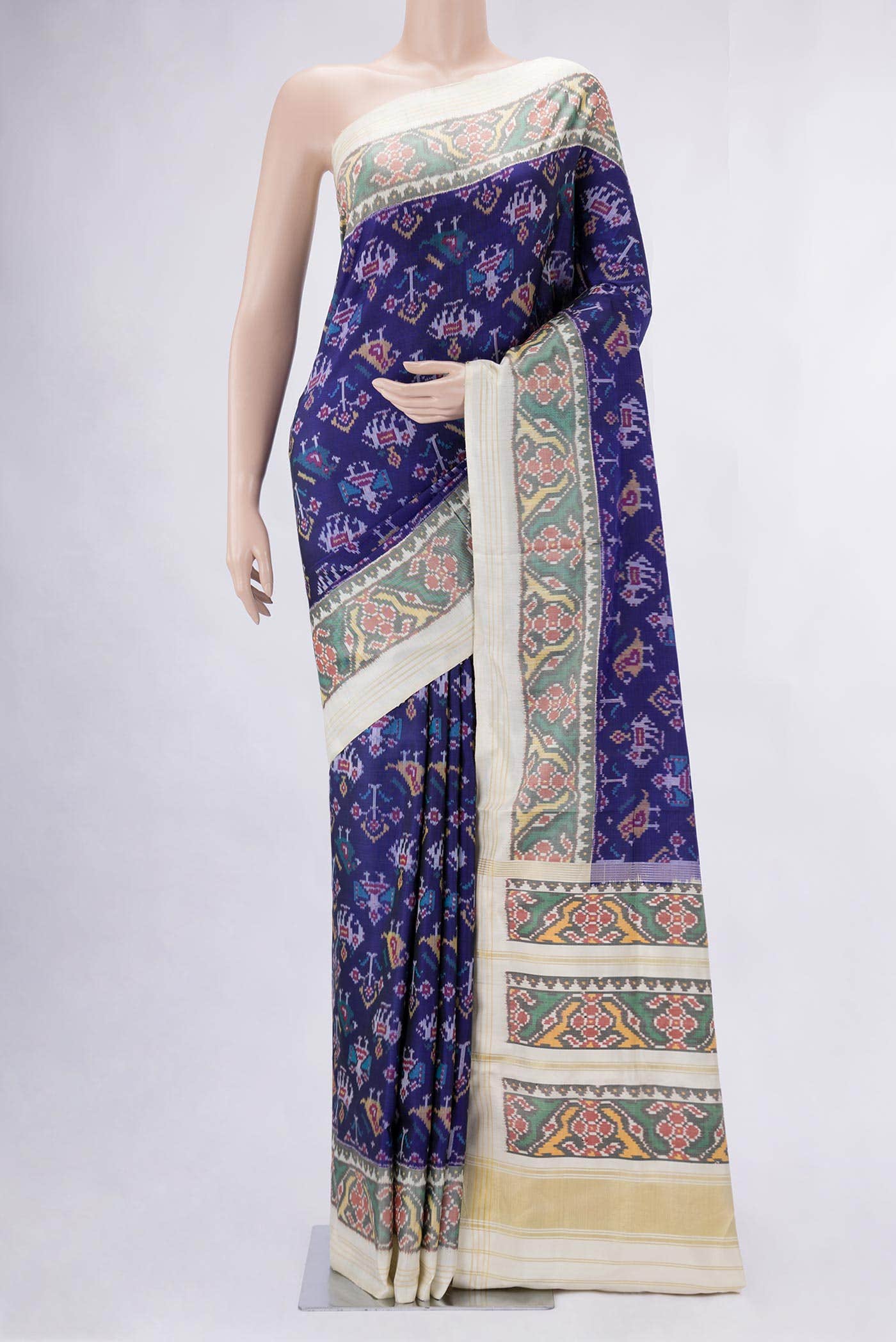 Royal Blue Dual Tone Double Ikat Saree