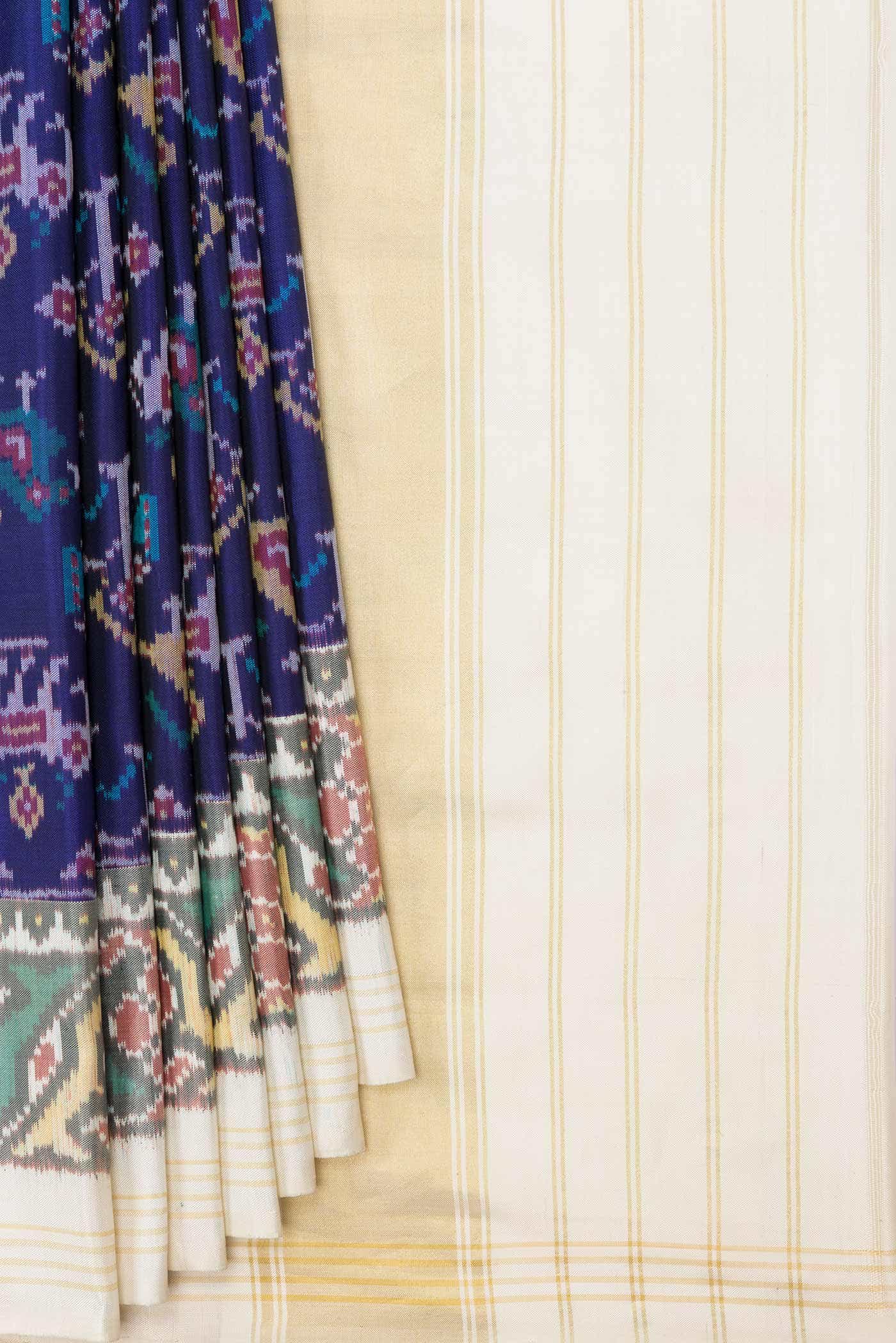 Royal Blue Dual Tone Double Ikat Saree