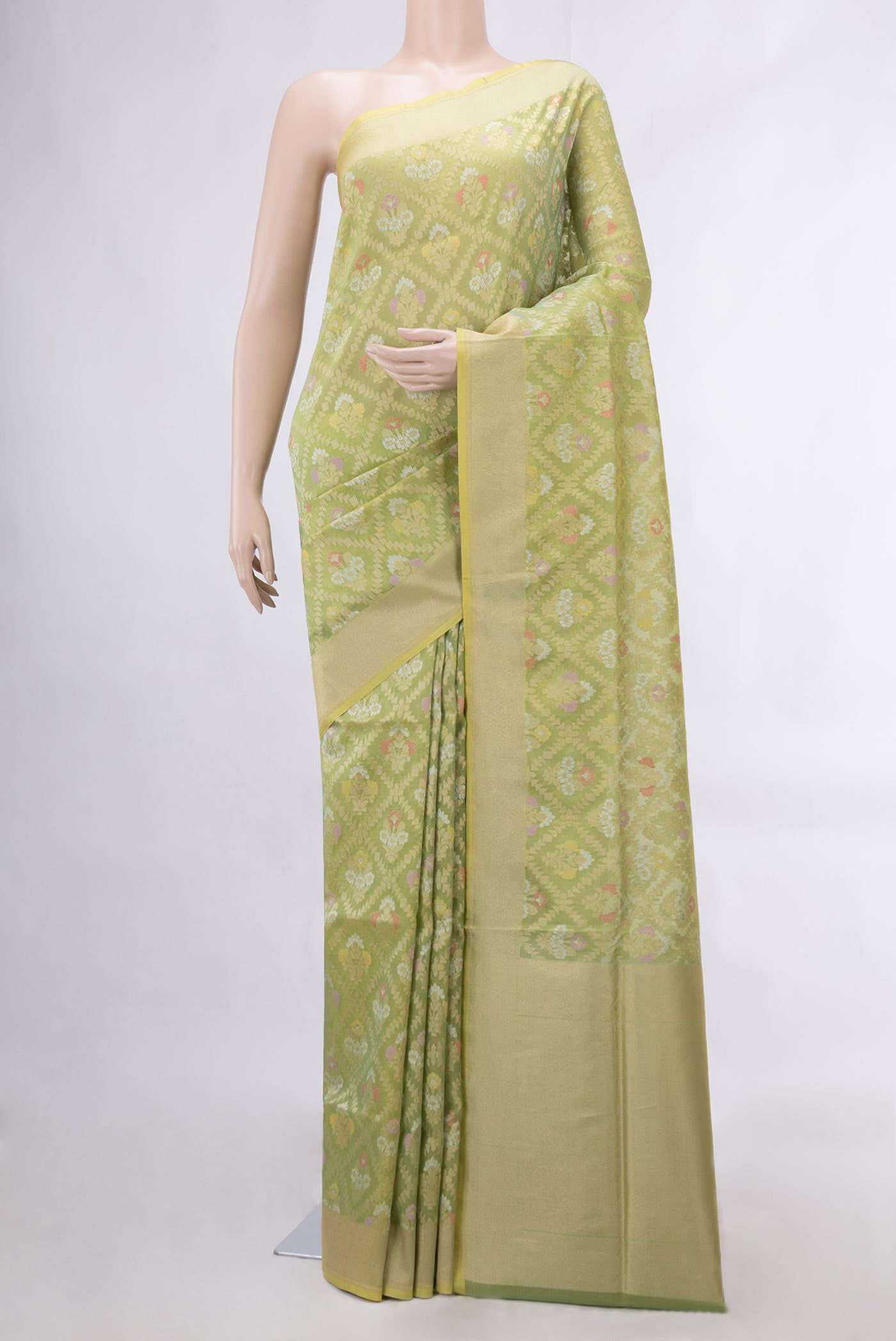 Pista Green Dual Tone Banarasi Silk Saree