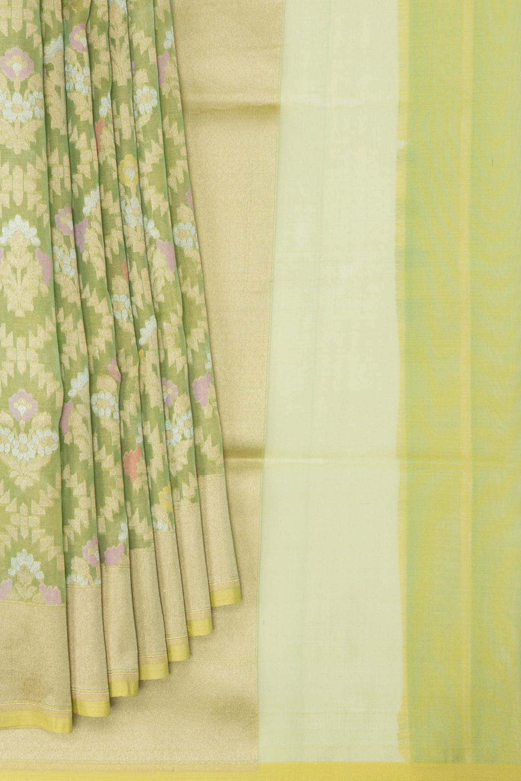 Pista Green Dual Tone Banarasi Silk Saree