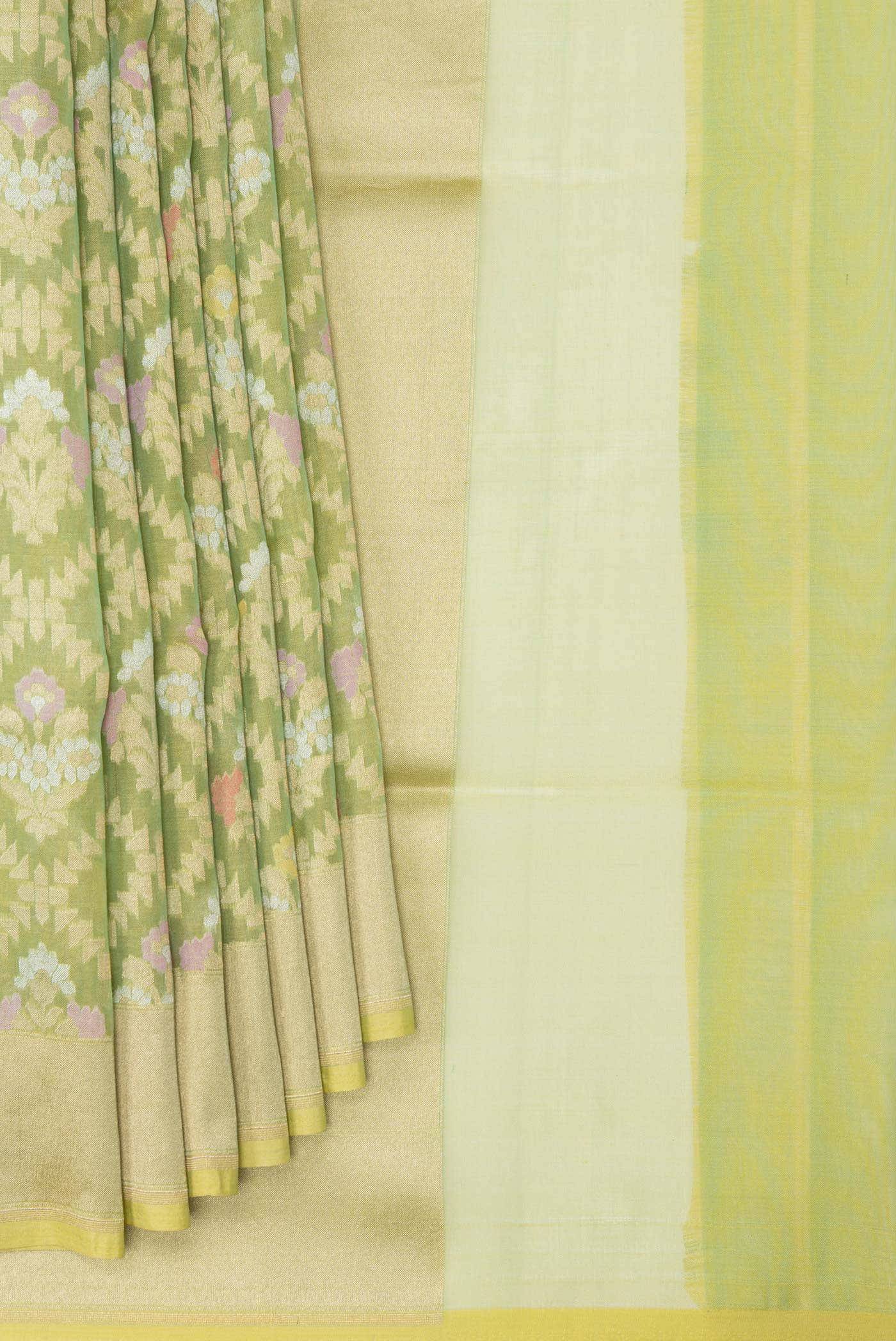Pista Green Dual Tone Banarasi Silk Saree