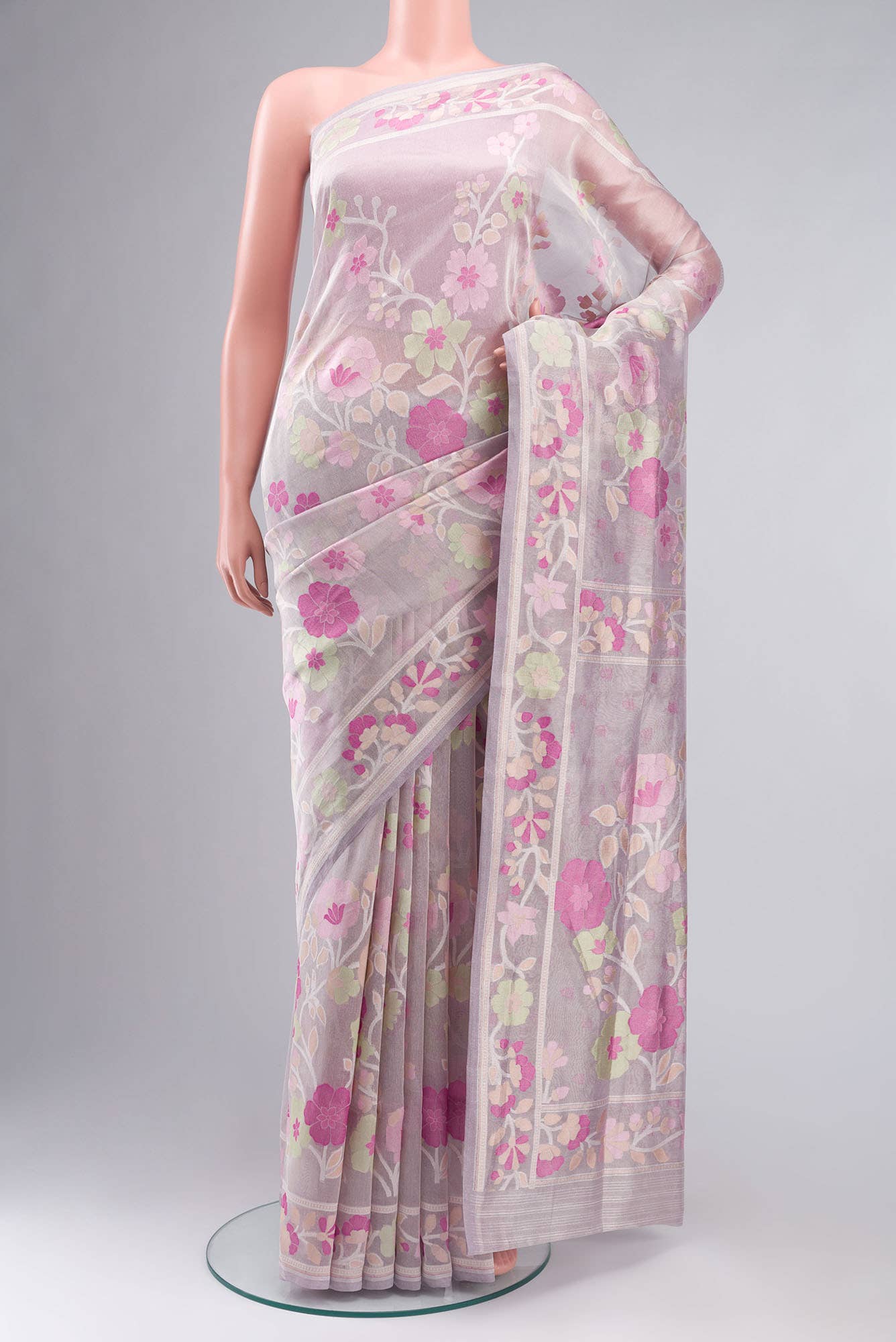 Rose pink Banarasi Tissue Silk Saree