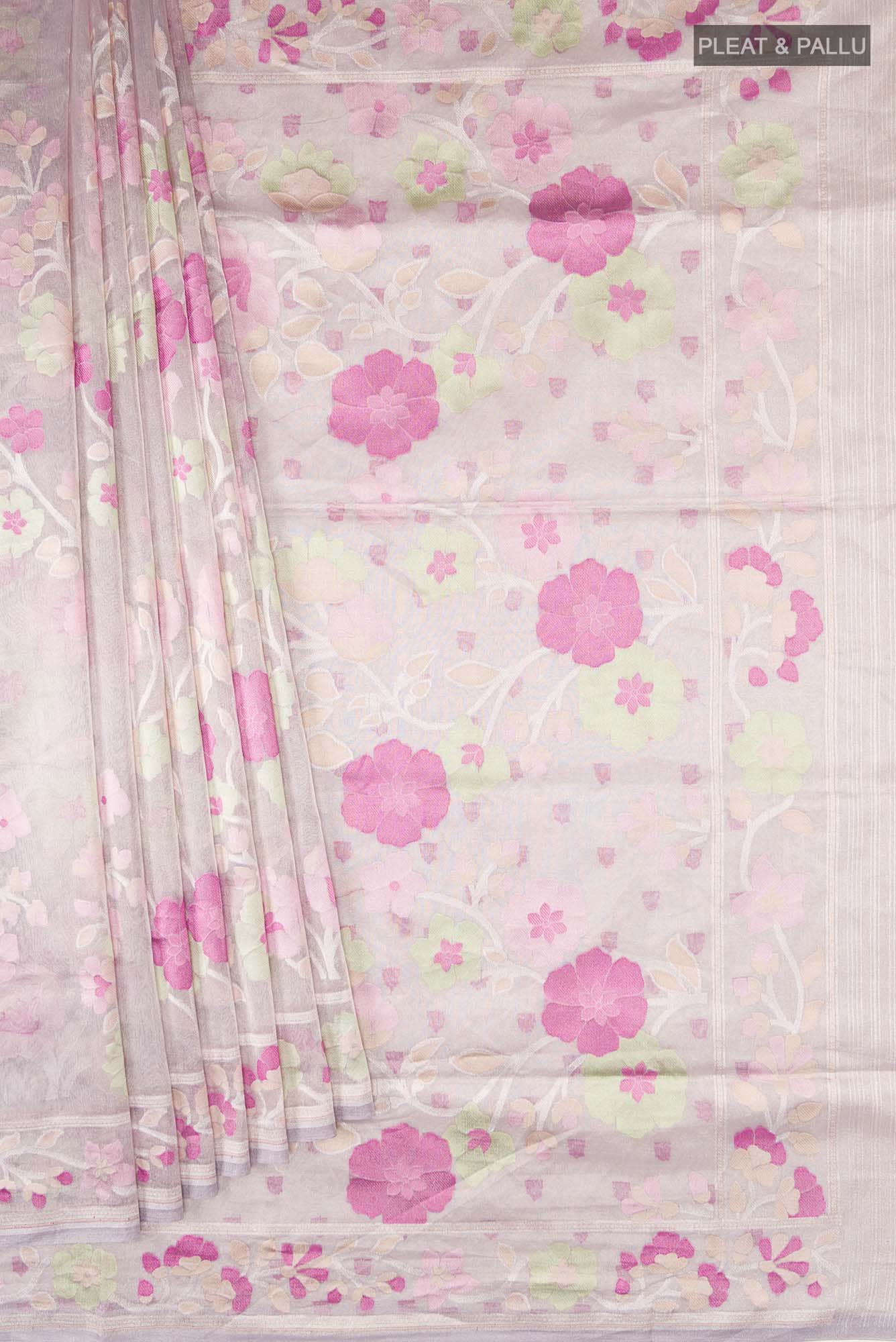Rose pink Banarasi Tissue Silk Saree