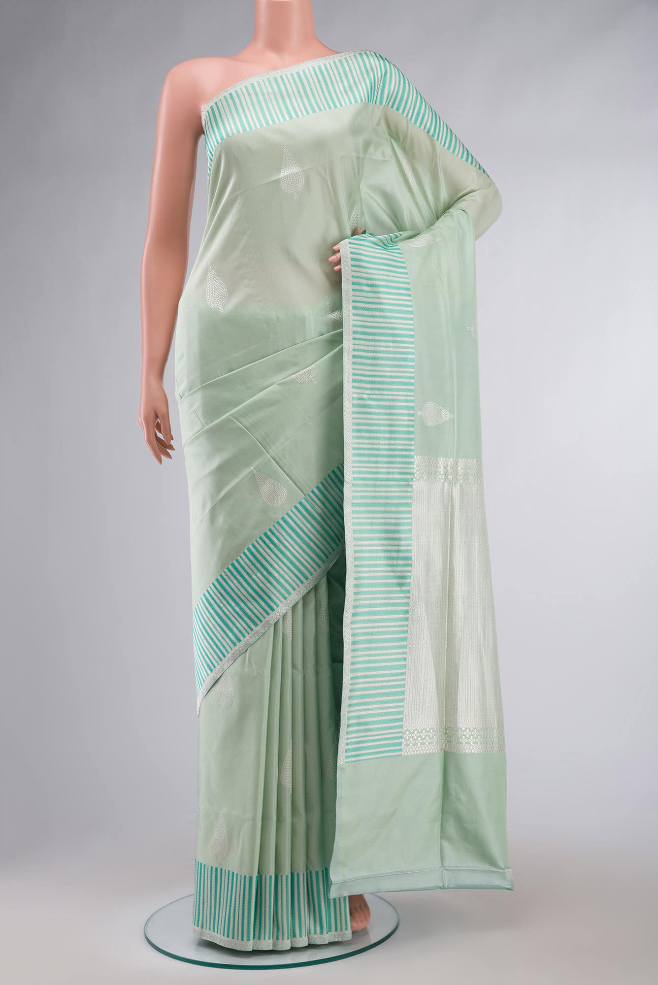 Mint Green Banarasi Silk Saree